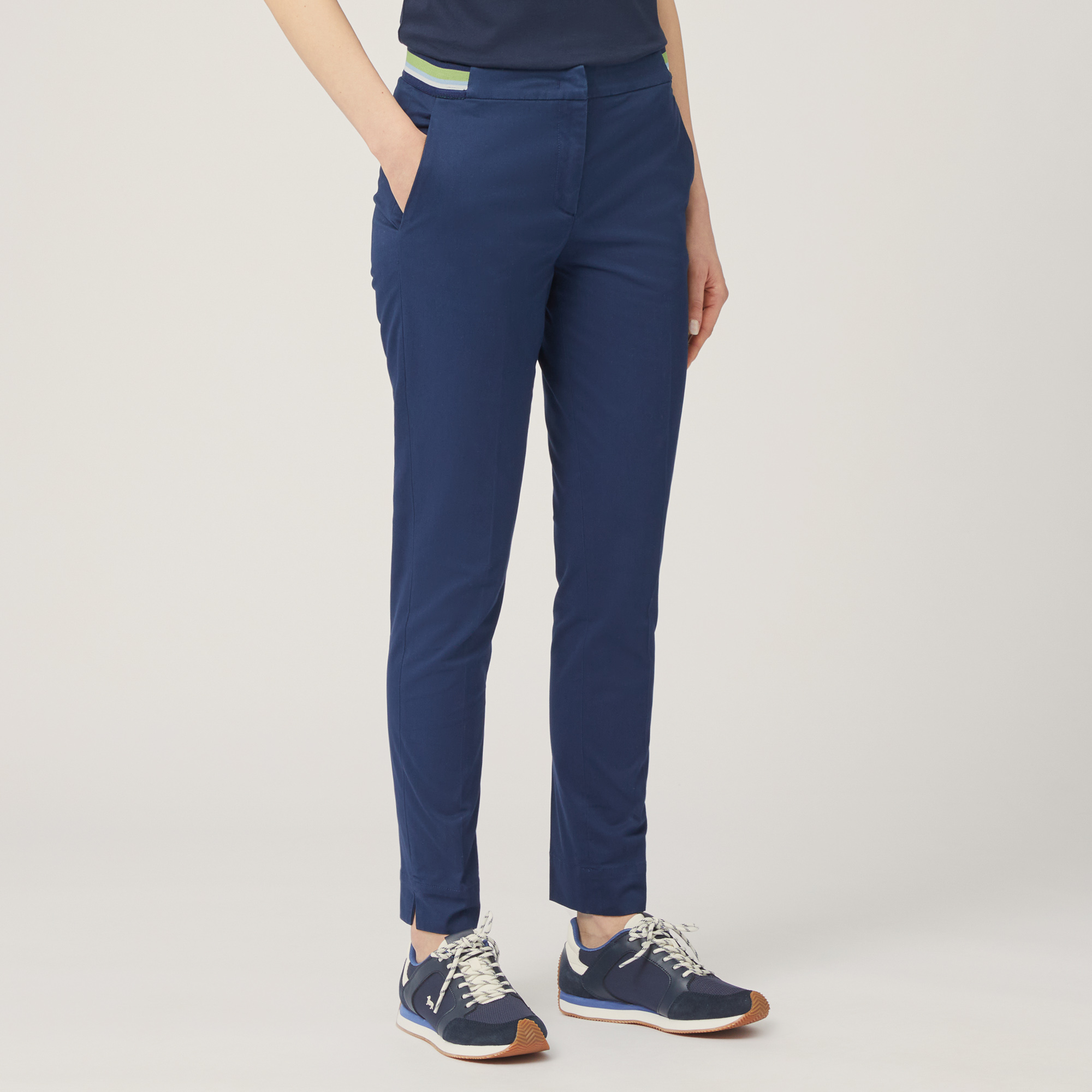 Pants with Striped Elastic, Blue, large image number 0