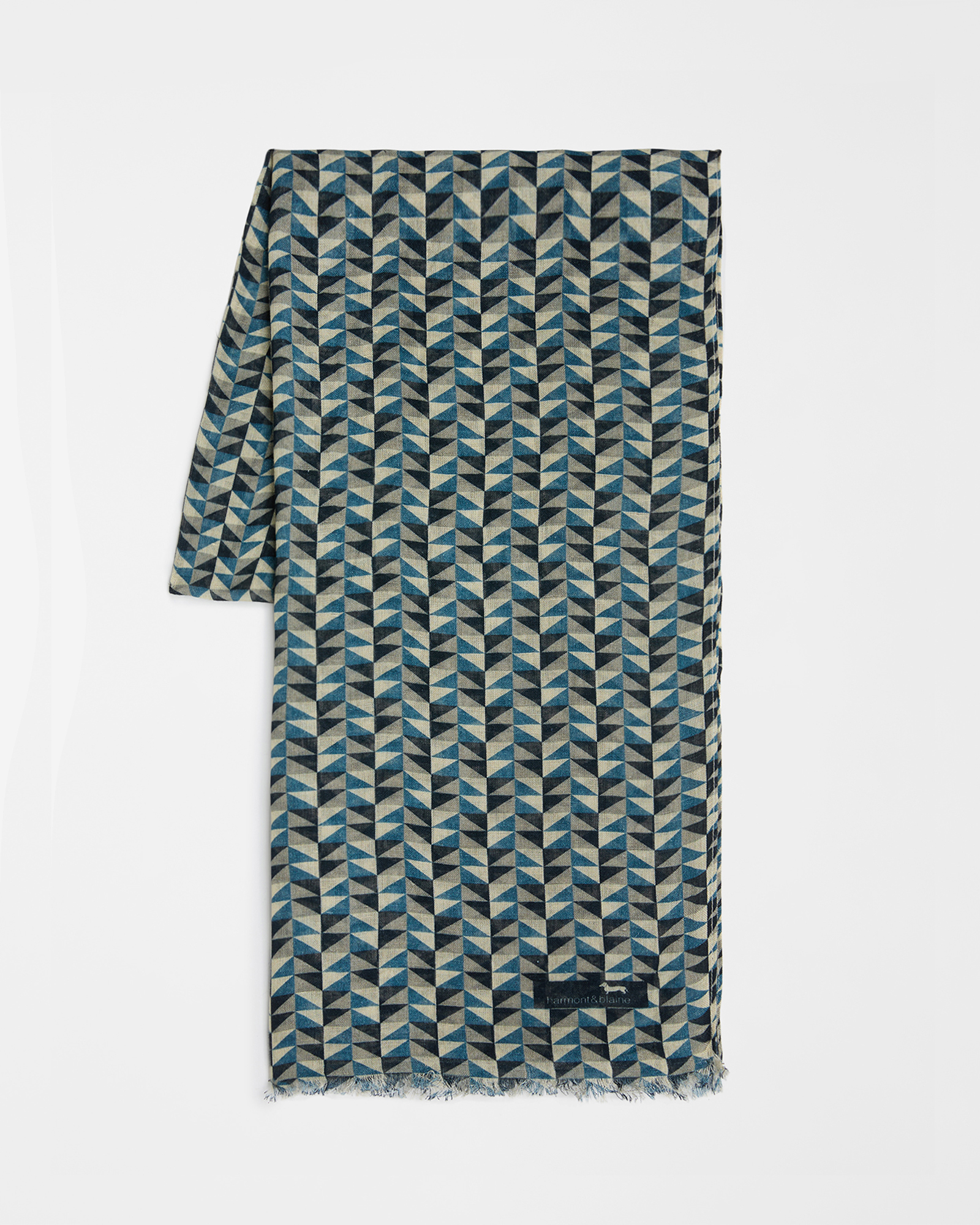 Harmont&Blaine - Sciarpa con stampa geometrica, Uomo, Blu, Taglia: UNI