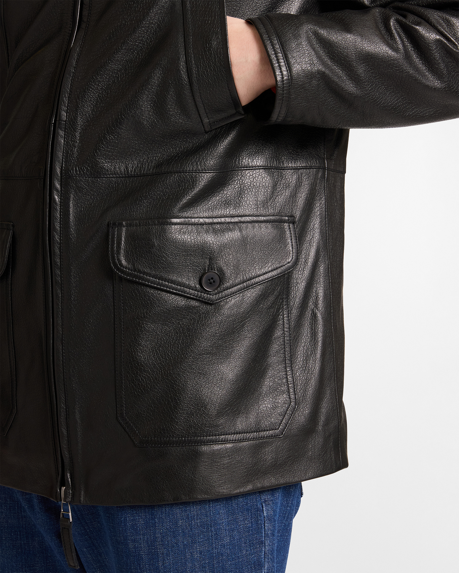 Genuine Leather Jacket, Black, large image number 2