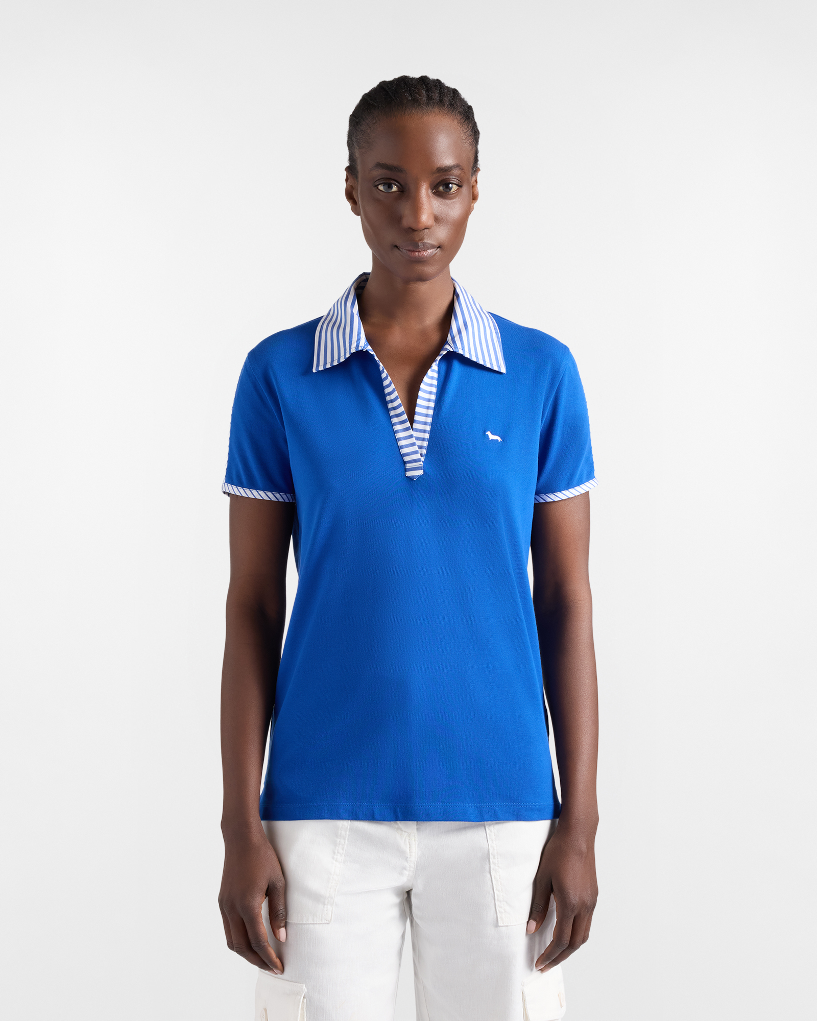 Women's polo shirt with striped "Sorbet" details