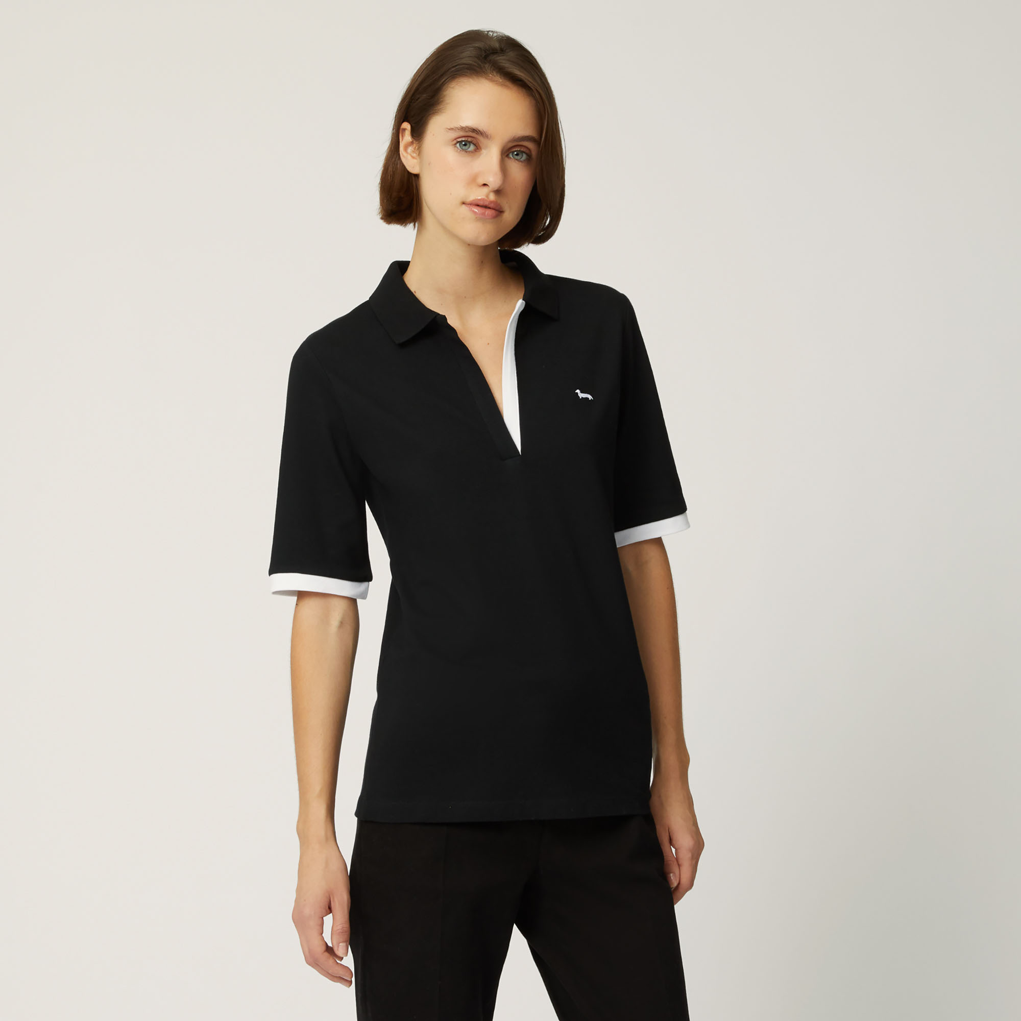 Polo Shirt With Contrasting Details, Black, large image number 0