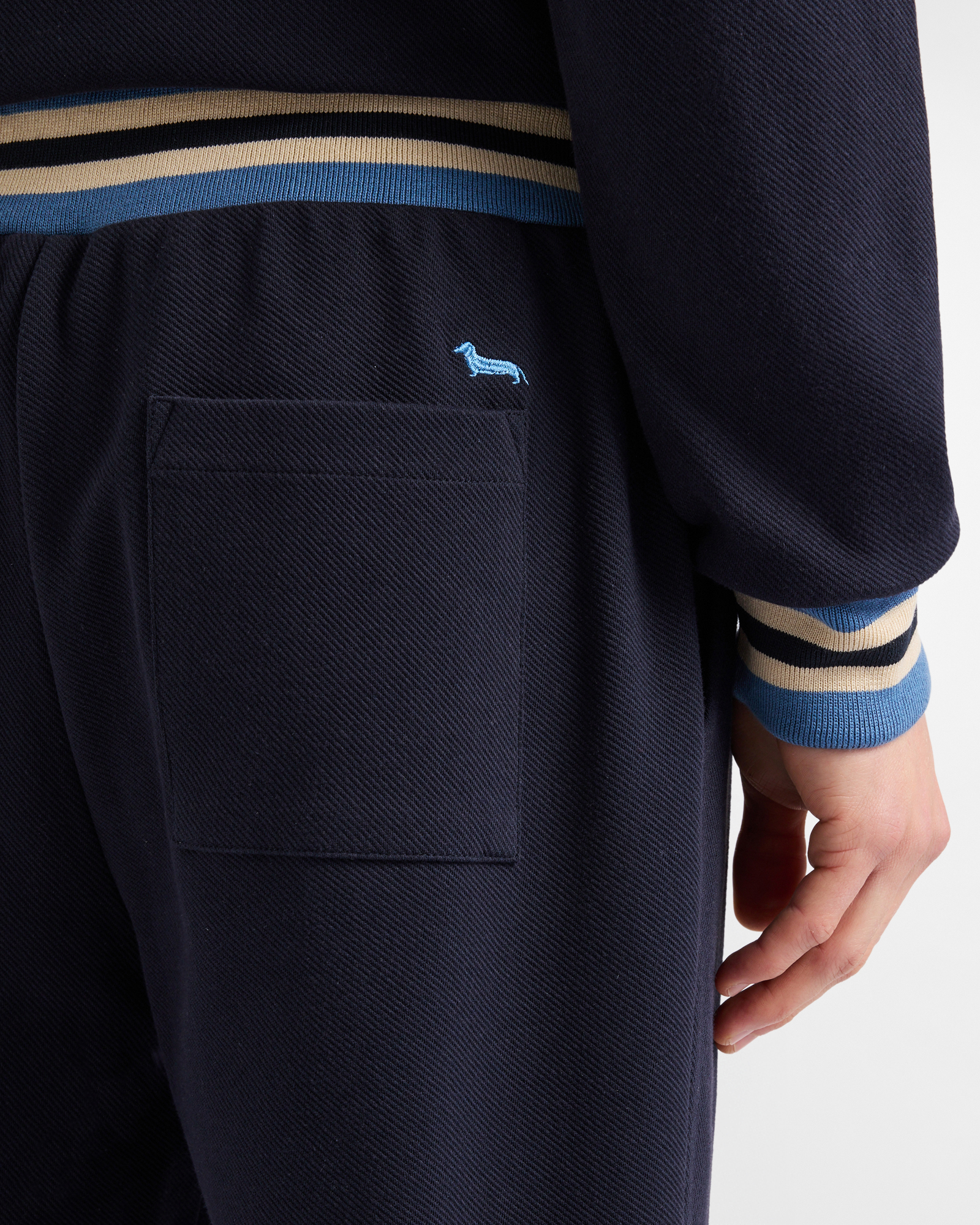 Pantalones deportivos con cintur&oacute;n a rayas, Azul, large image number 2