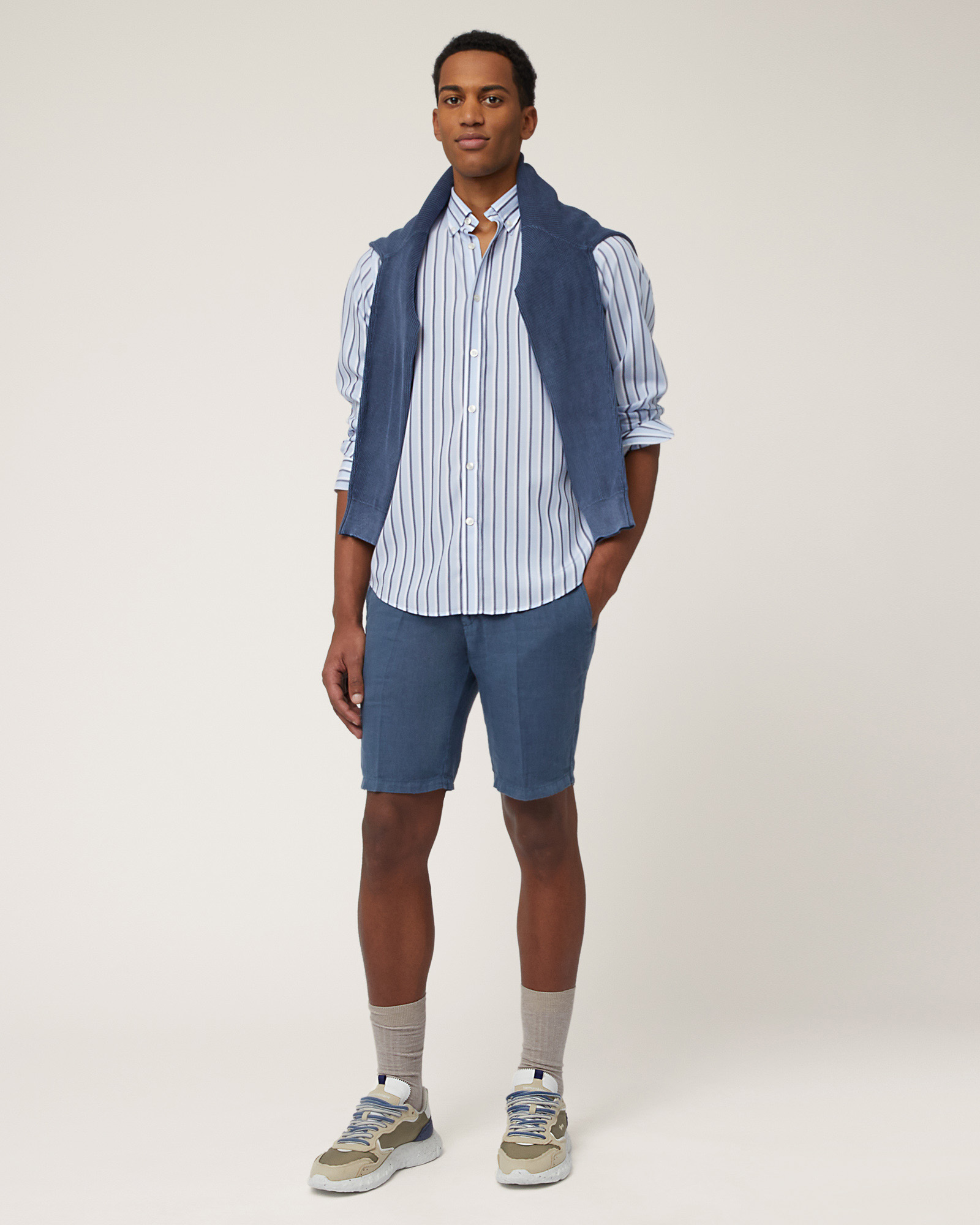 Lyocell Stripe Shirt, Light Blue, large image number 3
