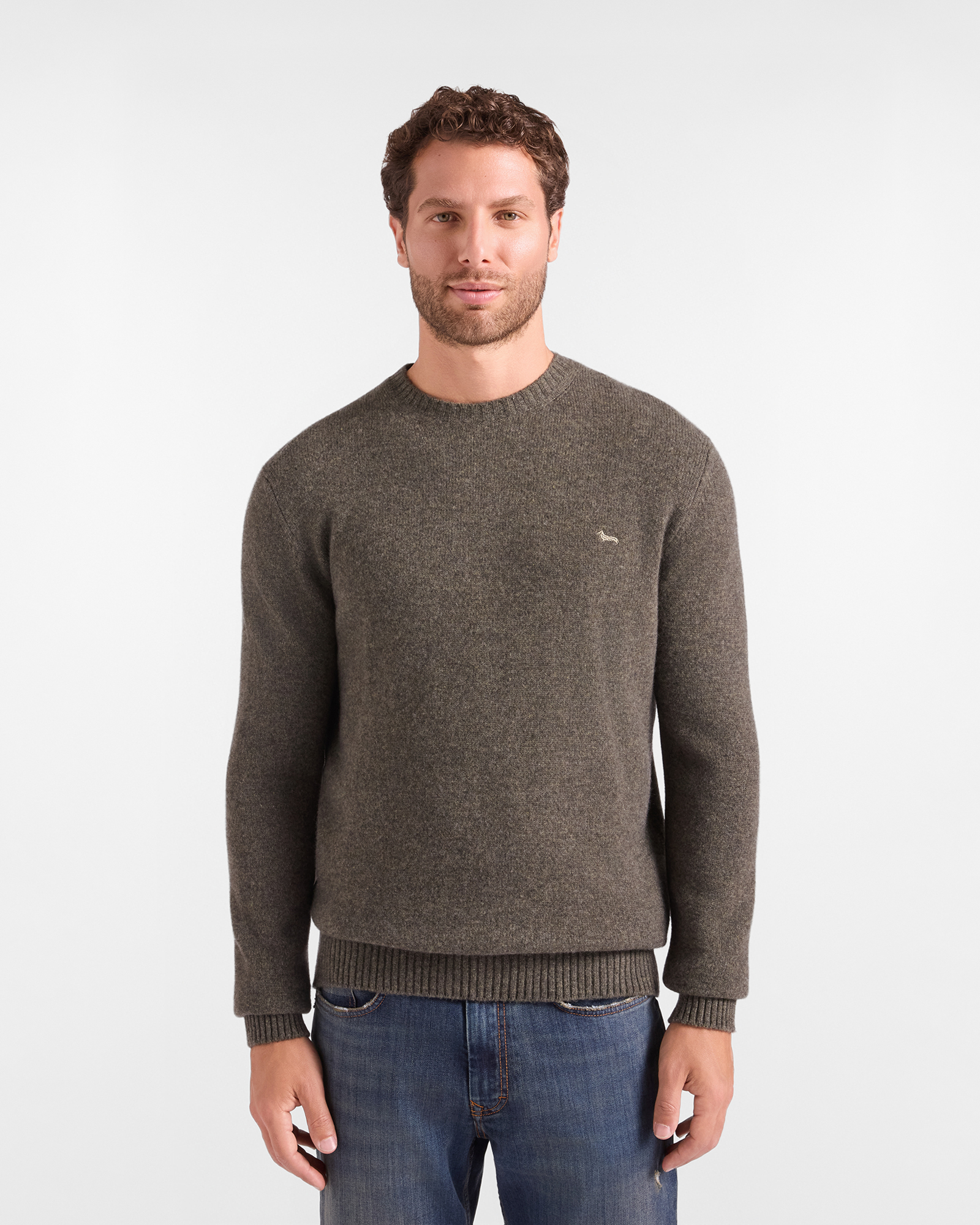 Men's Made in Italy sweater in green 100% pure cashmere with regular fit
