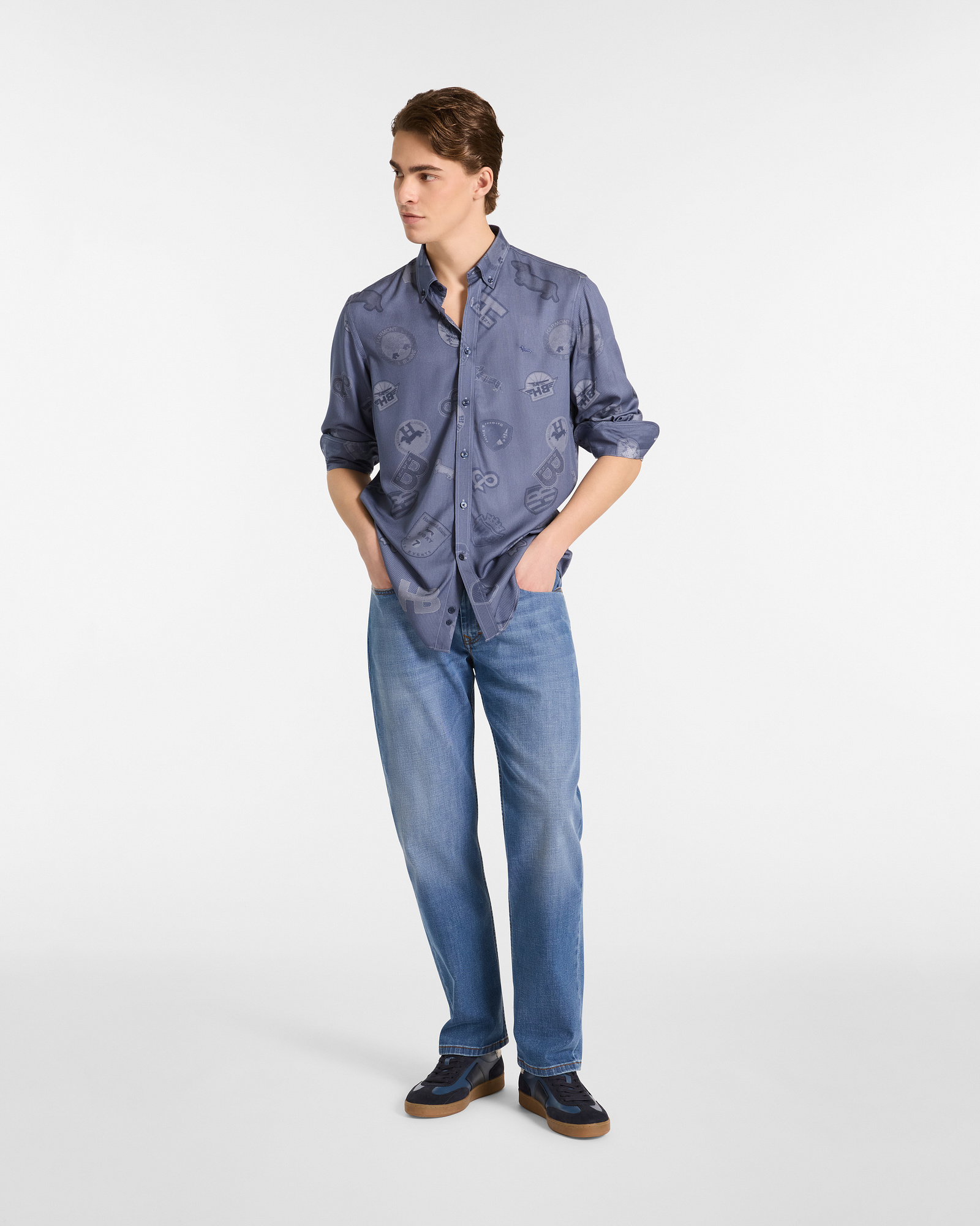 Patch Print Shirt, Navy Blue, large image number 3