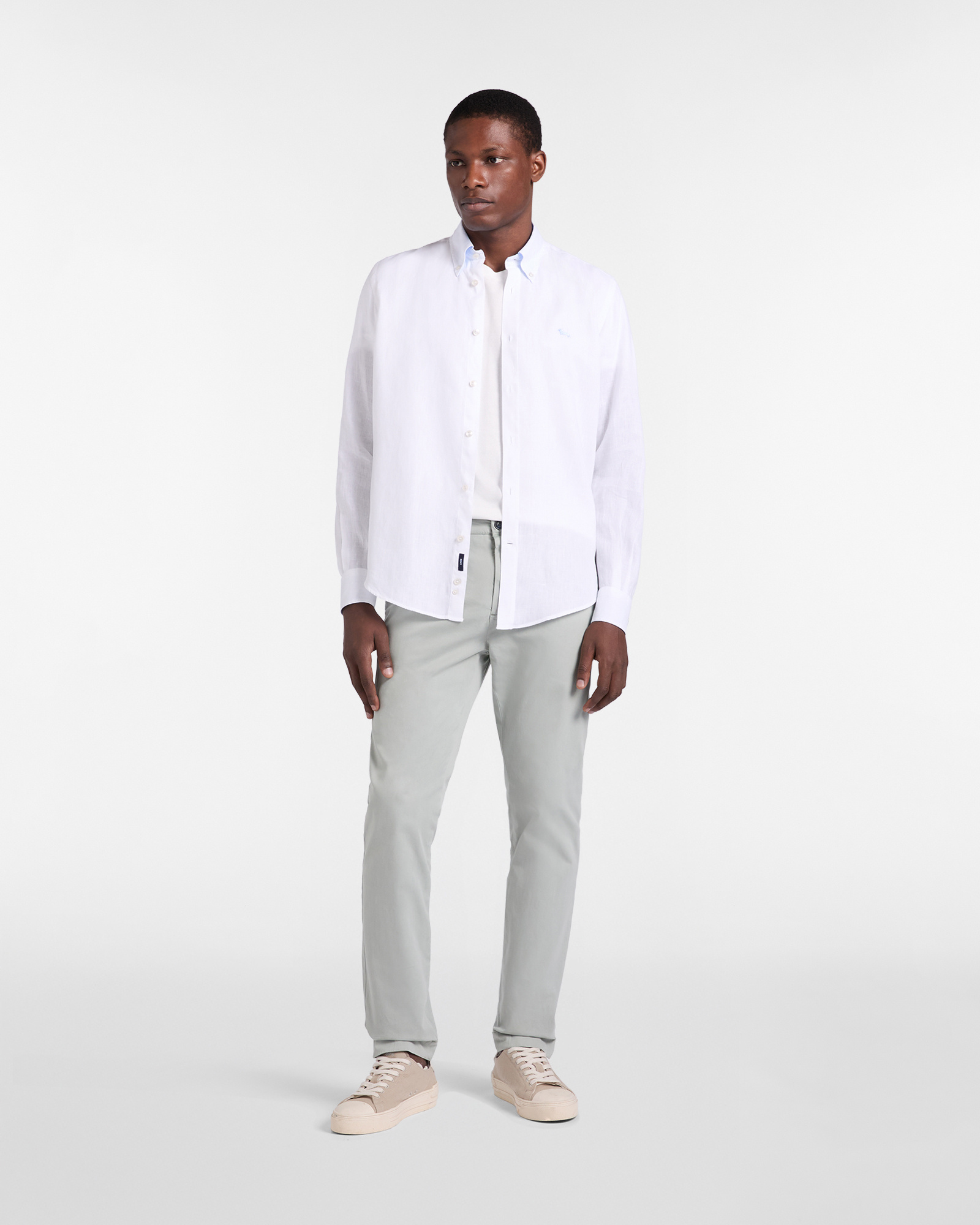 Camisa de lino puro, corte regular., Blanco, large image number 3