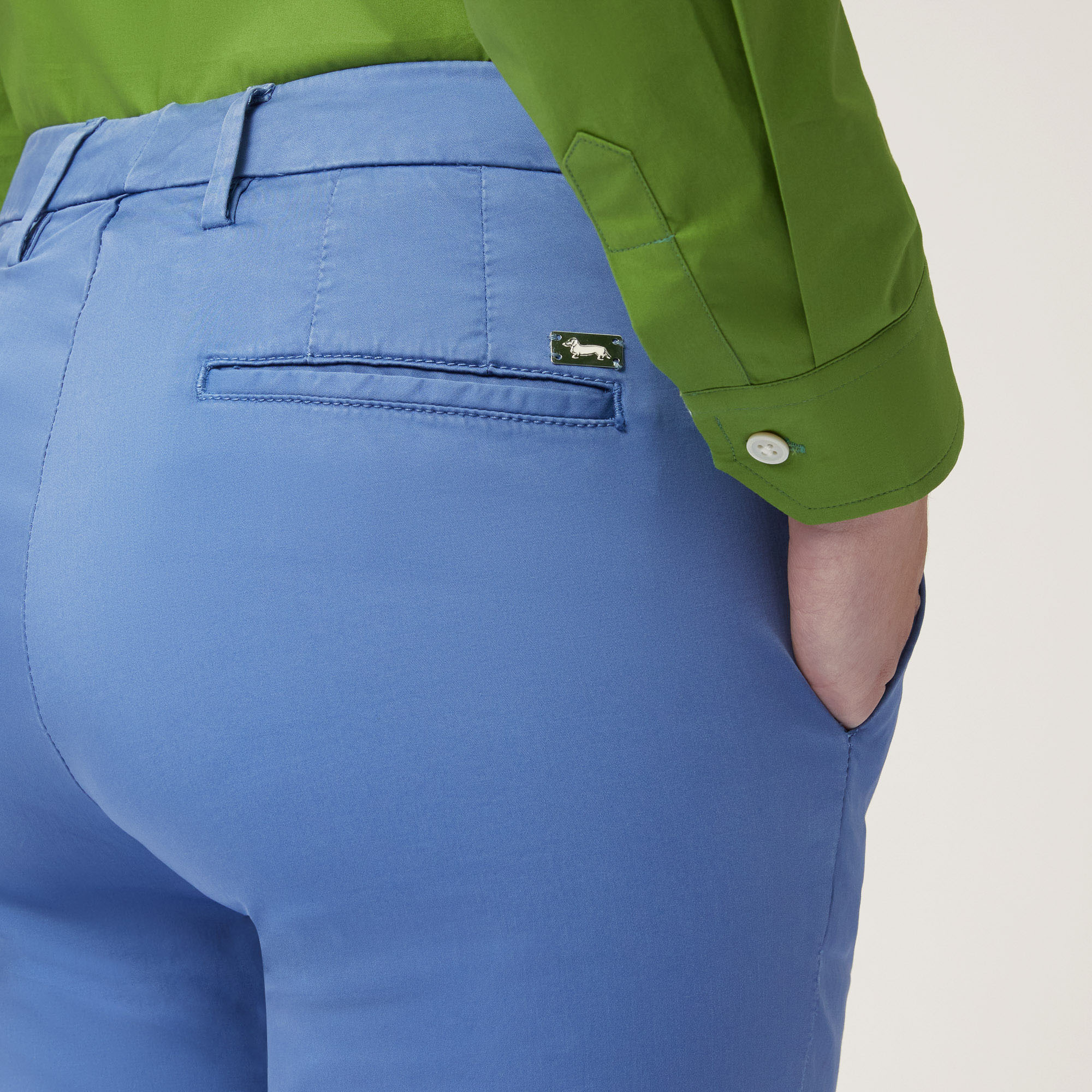 Pantaloni Chino In Raso, Bluette, large image number 2