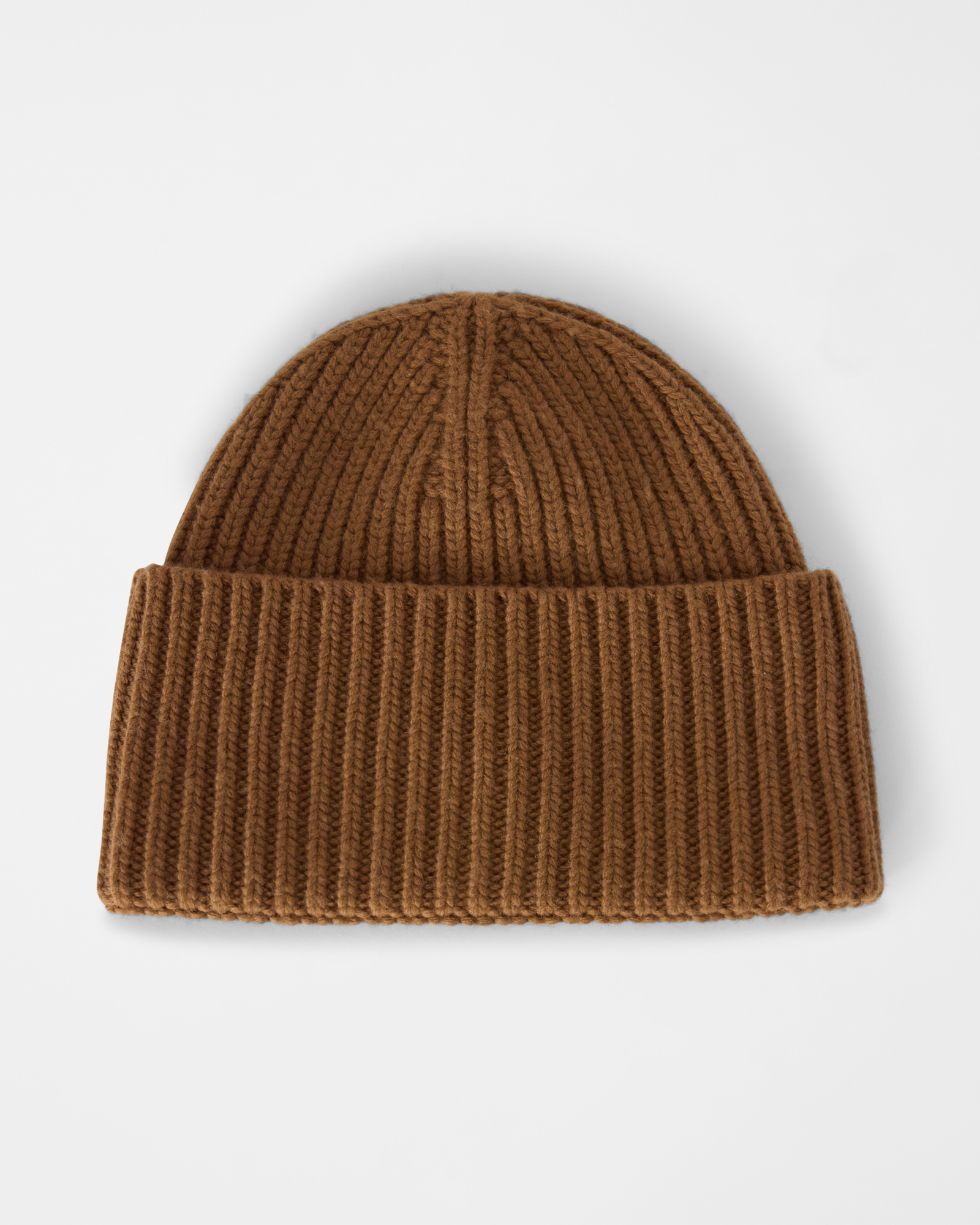 Men&rsquo;s wool and cashmere blend beanie with dachshund patch, LIGHT BROWN, large