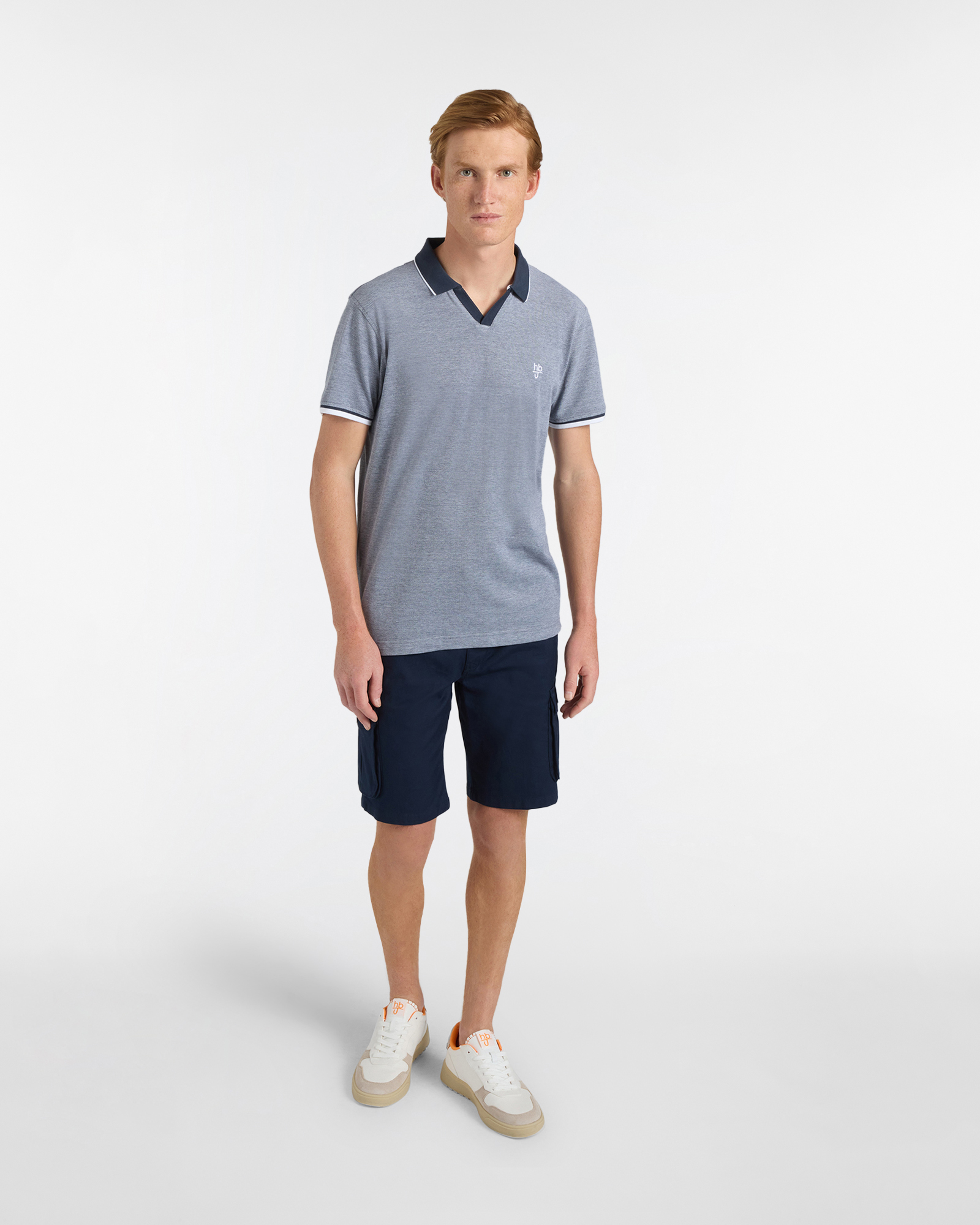 Polo uomo regular fit dettagli a contrasto, Blu scuro, large image number 3