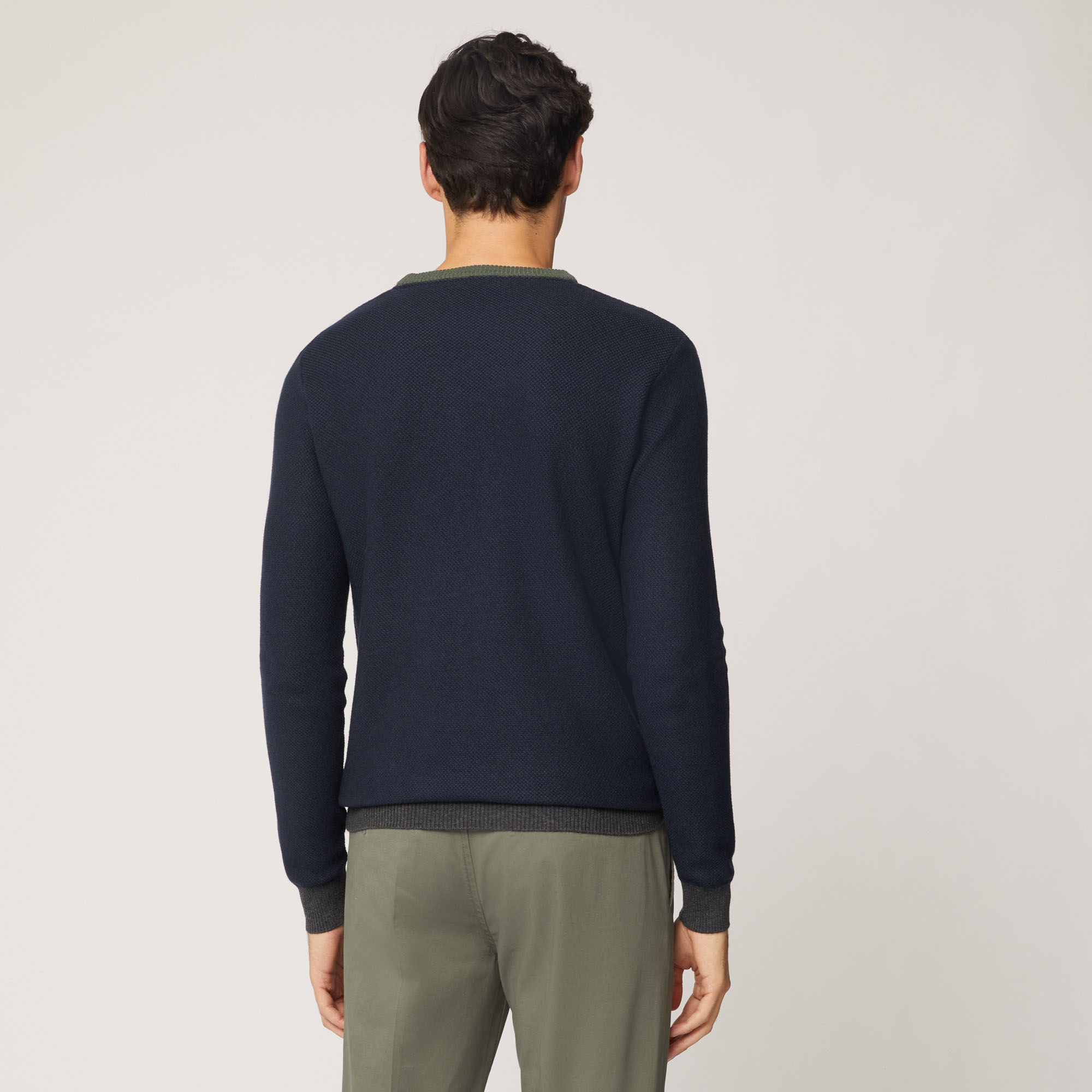 Pullover Girocollo In Misto Lana Con Dettagli A Contrasto, Light Blue, large image number 1