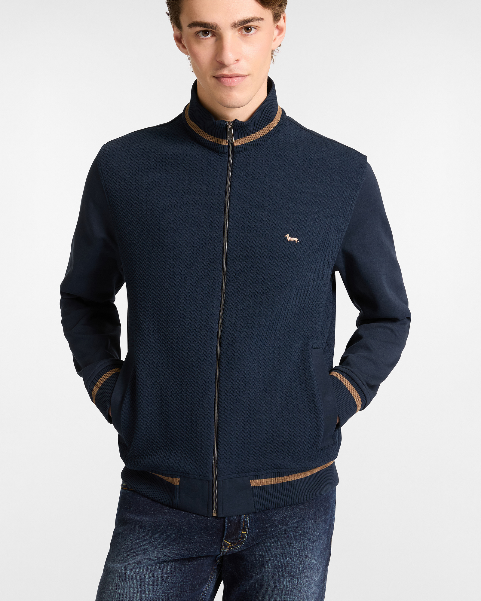 Zip-Sweatshirt mit kontrastierenden Details, Navyblau, large image number 0