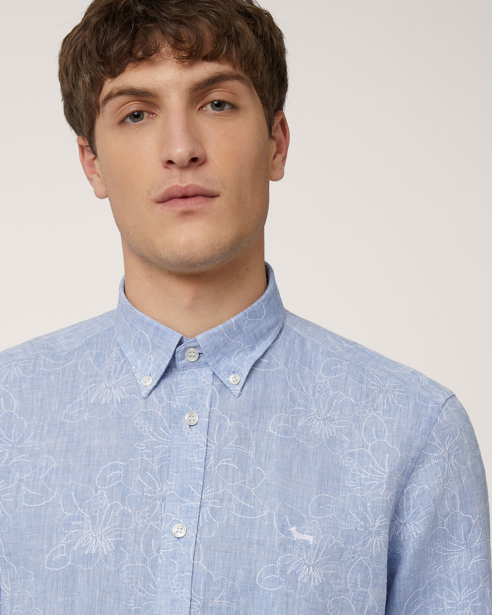 Pure Linen Shirt, Navy Blue, large image number 2