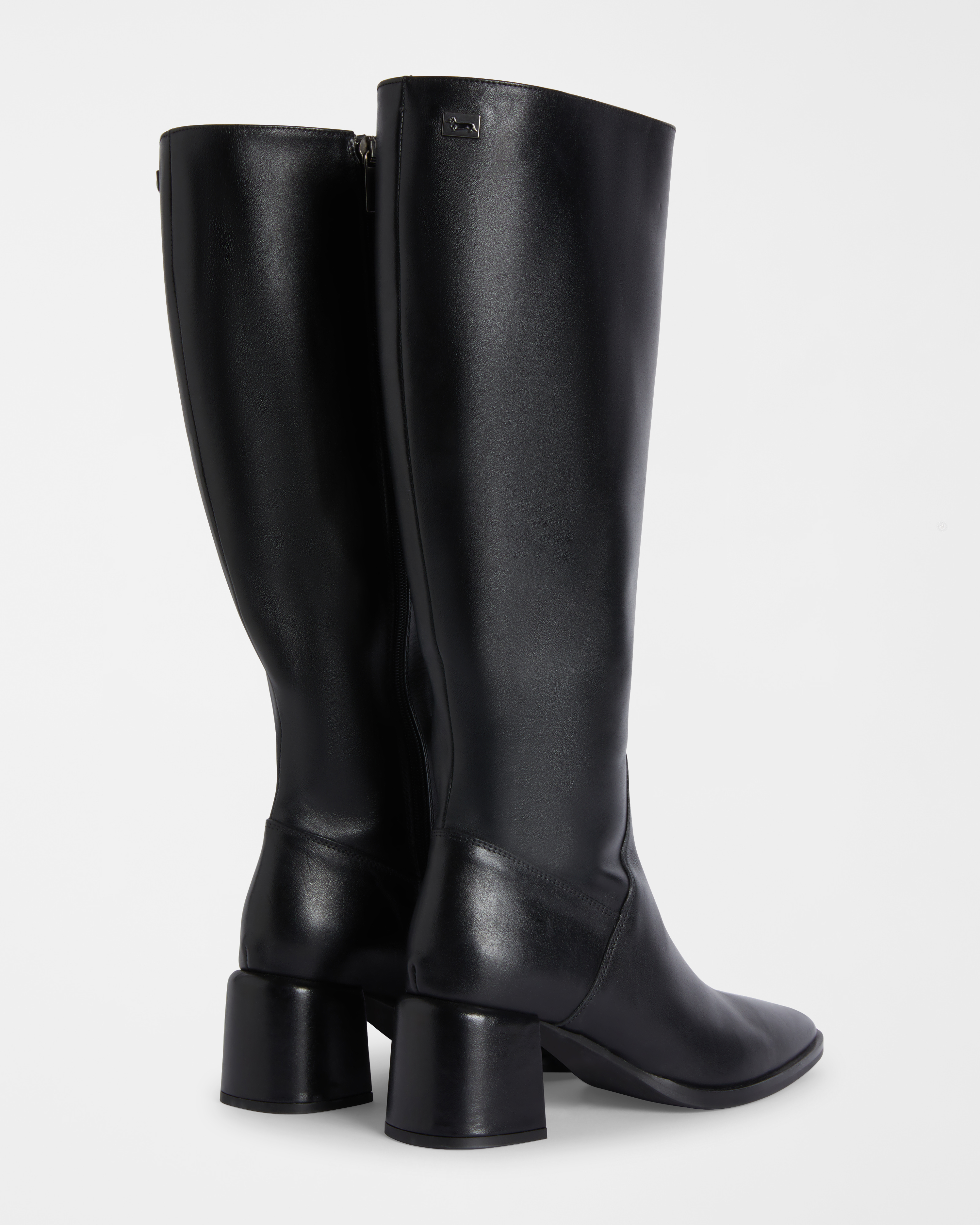 Botas de Cuero con Tacón Ancho, Negro, large image number 2