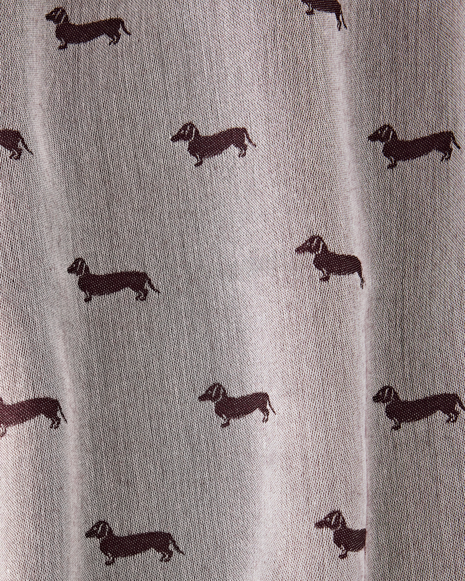 Women's scarf in dark red viscose and silk blend with dachshund jacquard