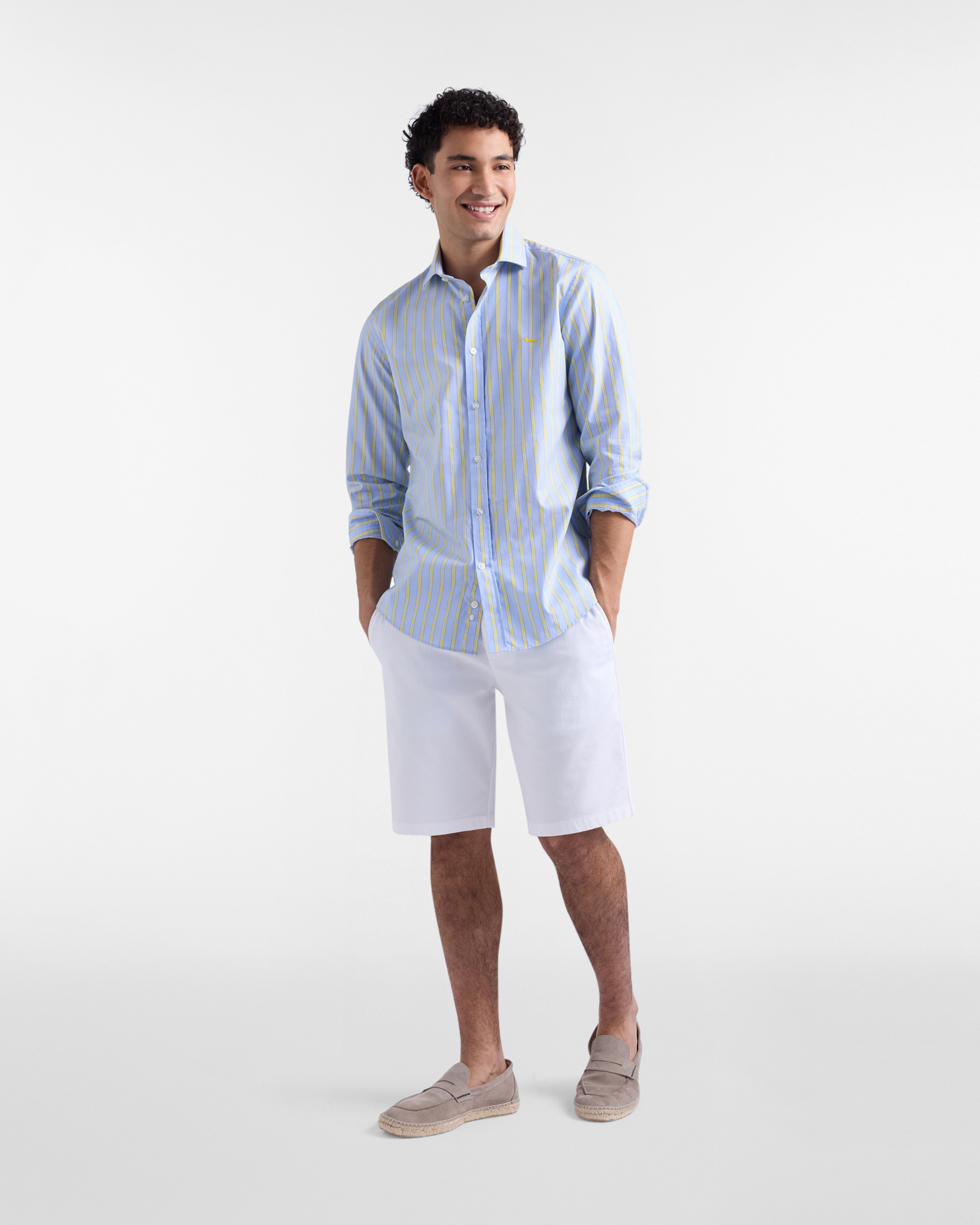 Narrow-fit striped shirt, Yellow, large image number 3