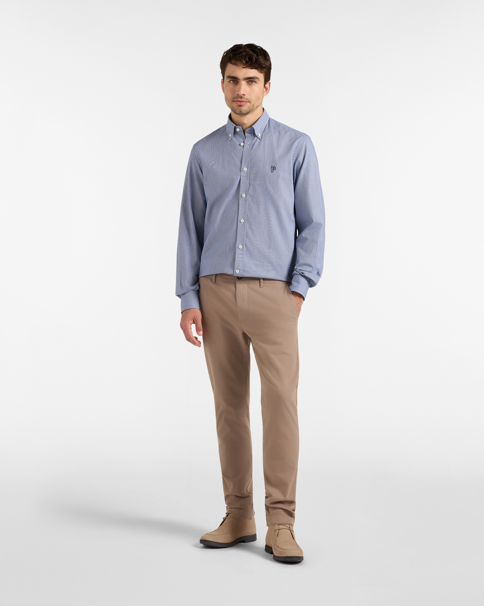 Camicia HBJ Uomo Regular Fit con collo Montecarlo in puro cotone, BLU SCURO, large