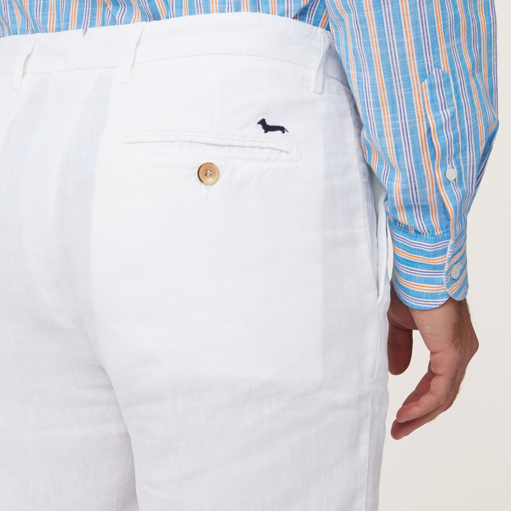 Stretch Cotton Bermuda Shorts, White, large image number 2