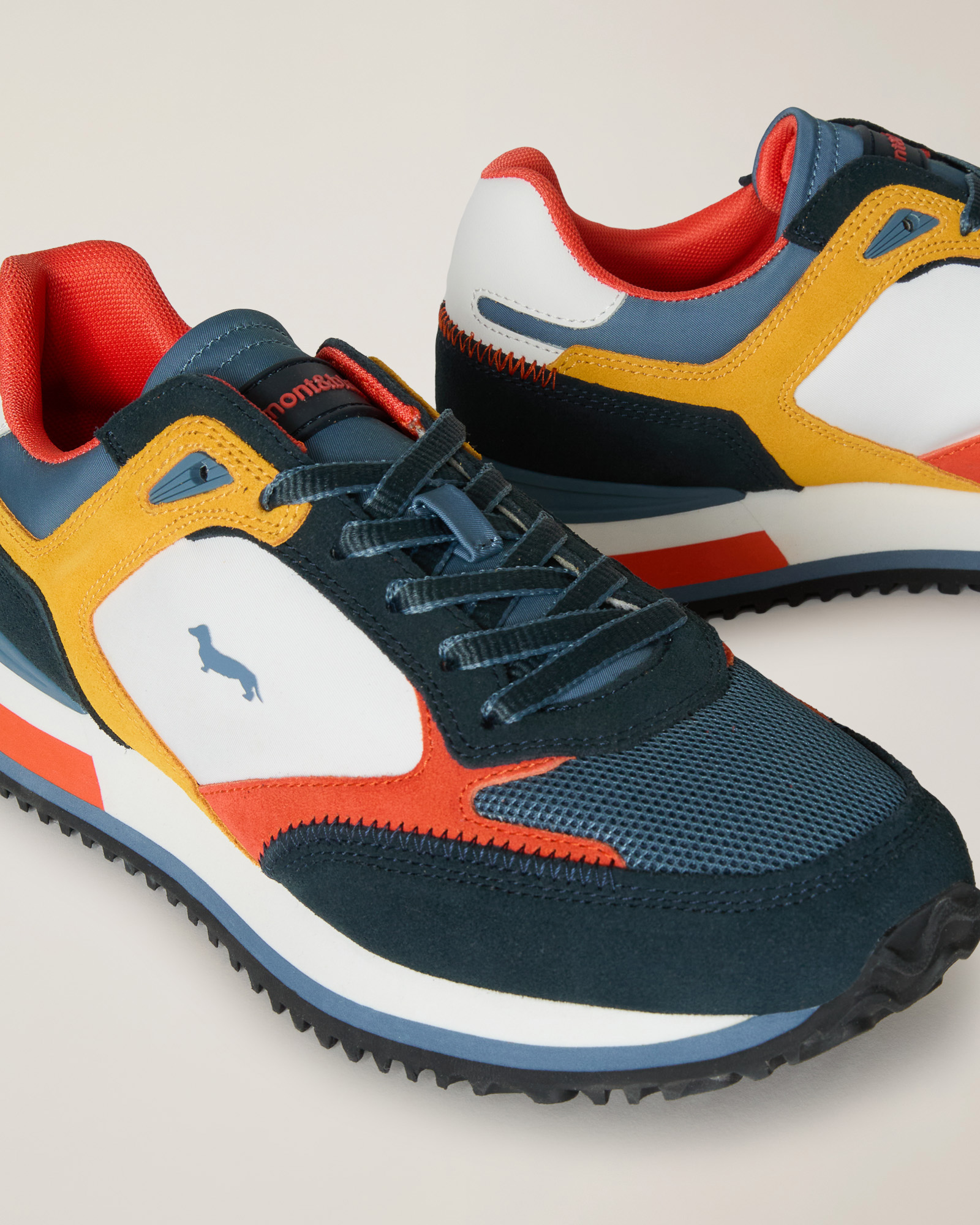 Mixed-material and colors sneaker, Blue/Navy, large image number 3