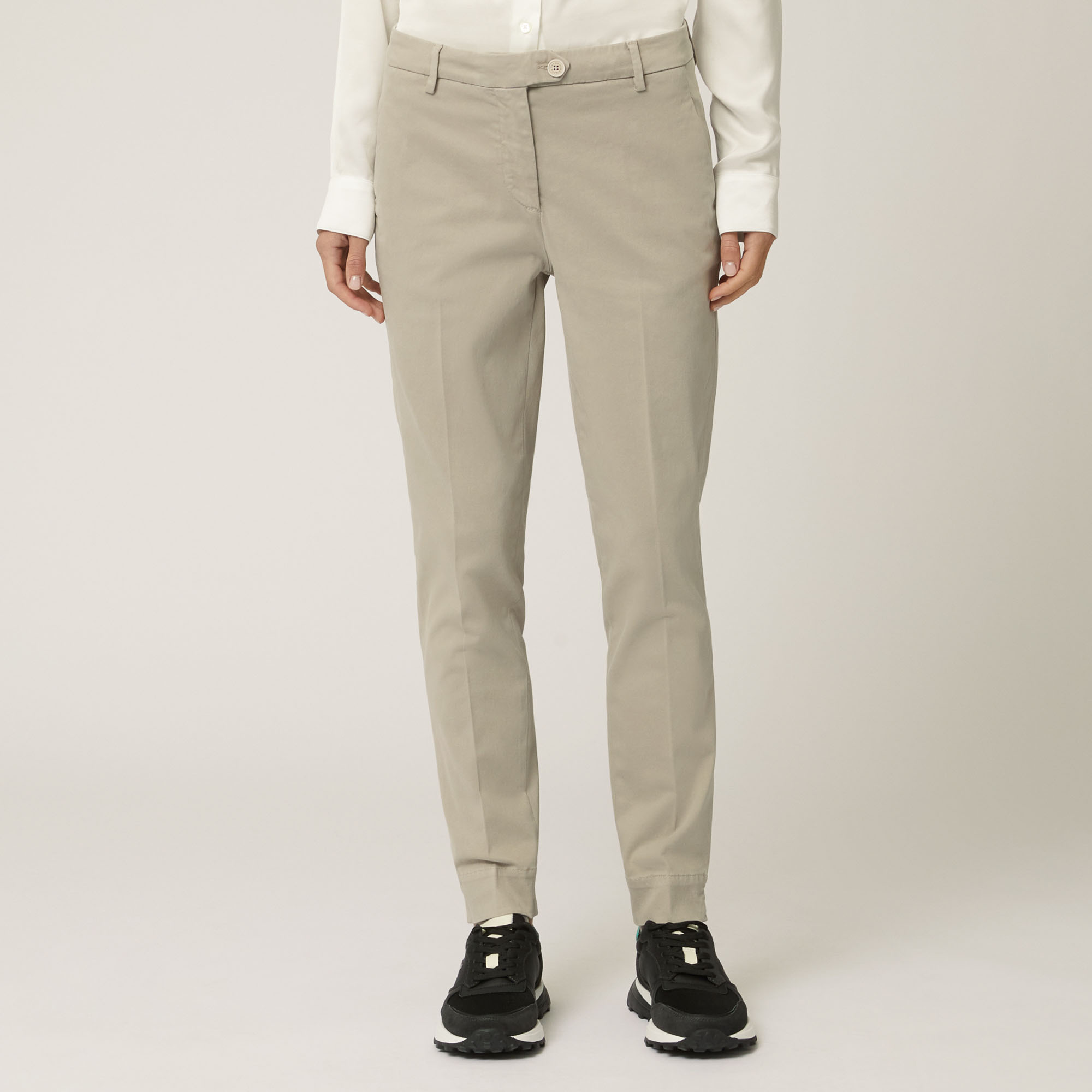 Pantalone Chino In Cotone Stretch, Beige, large image number 0