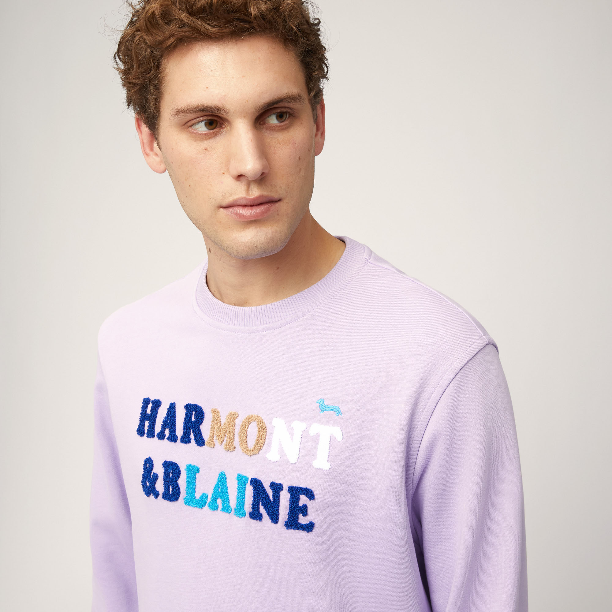 Cotton Sweatshirt with Terry Logo, Hydrangea Purple, large image number 2