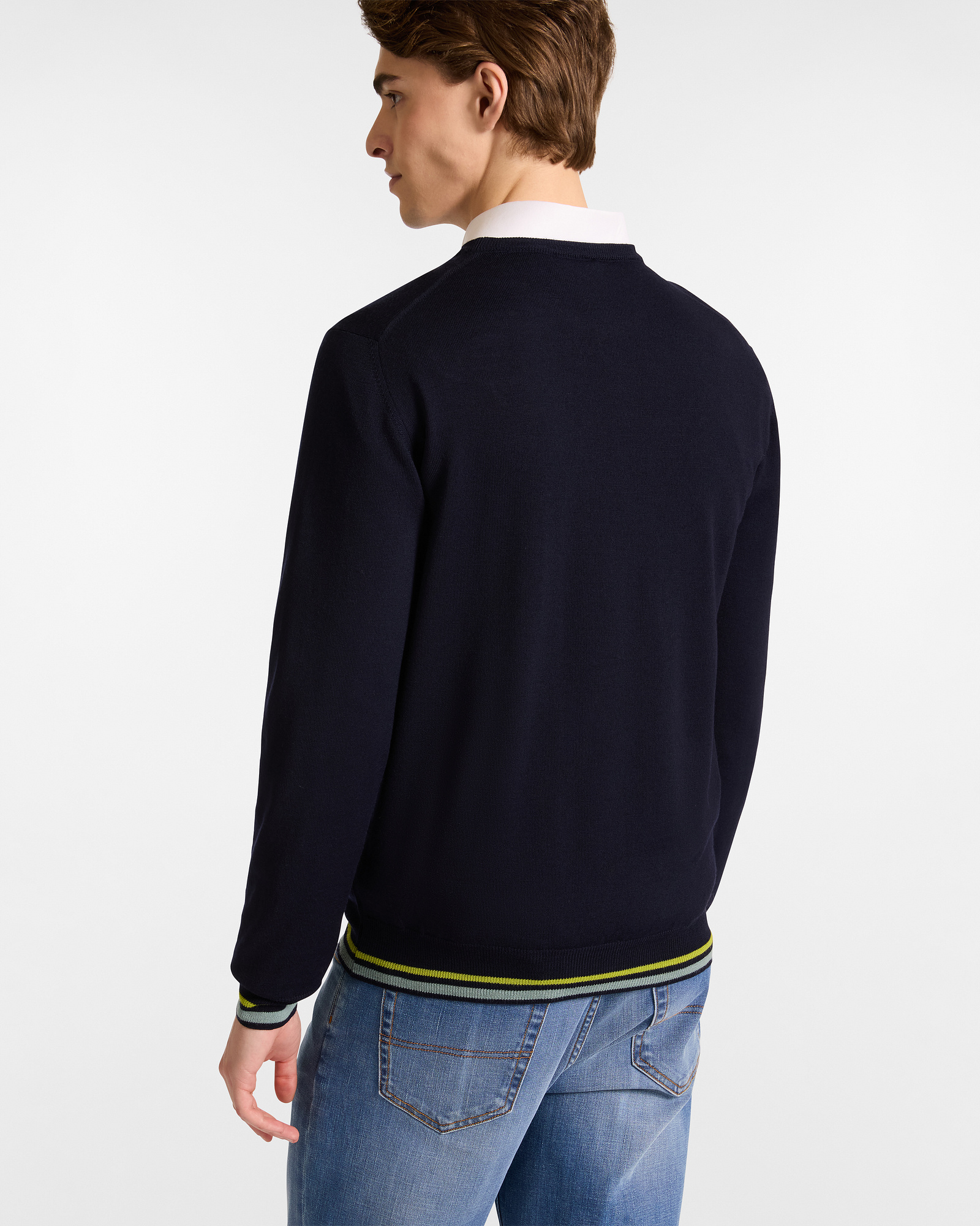 Pull En Laine Avec Teckel Brodé, Bleu Marine, large image number 1