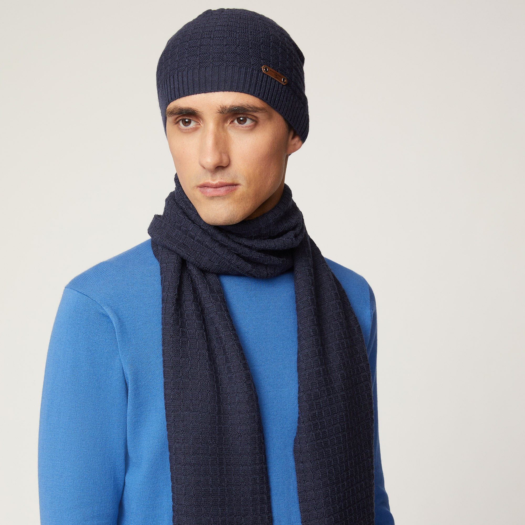 Berretto In Misto Lana Con Texture 3D, Light Blue, large image number 2