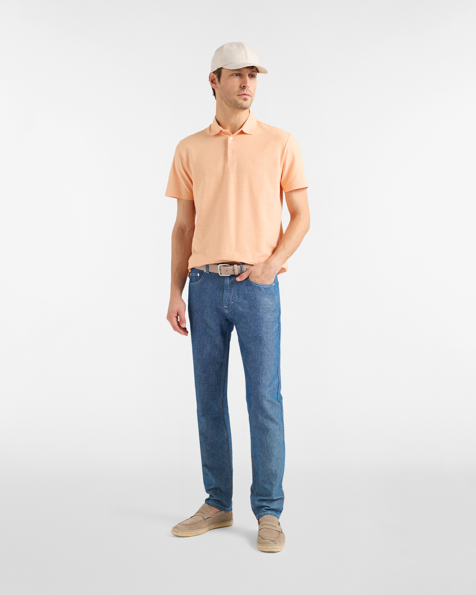 Polo de Punto a Rayas, Naranja, large image number 3