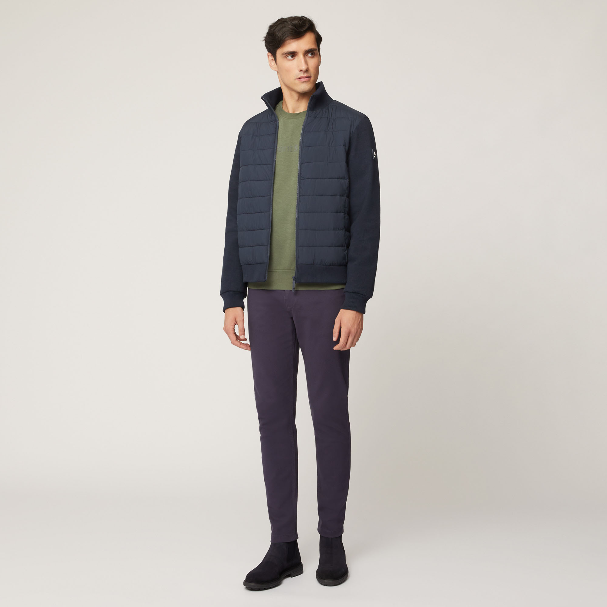 Giubbotto In Doppio Tessuto Con Trapuntatura Frontale, Light Blue, large image number 3