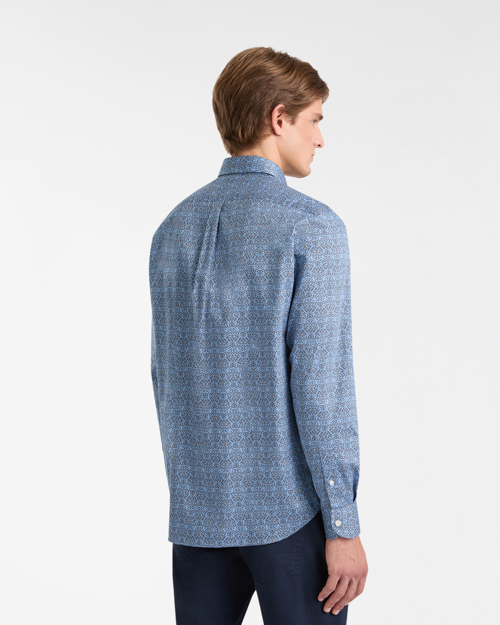Patterned Cotton Shirt with Embroidered Logo