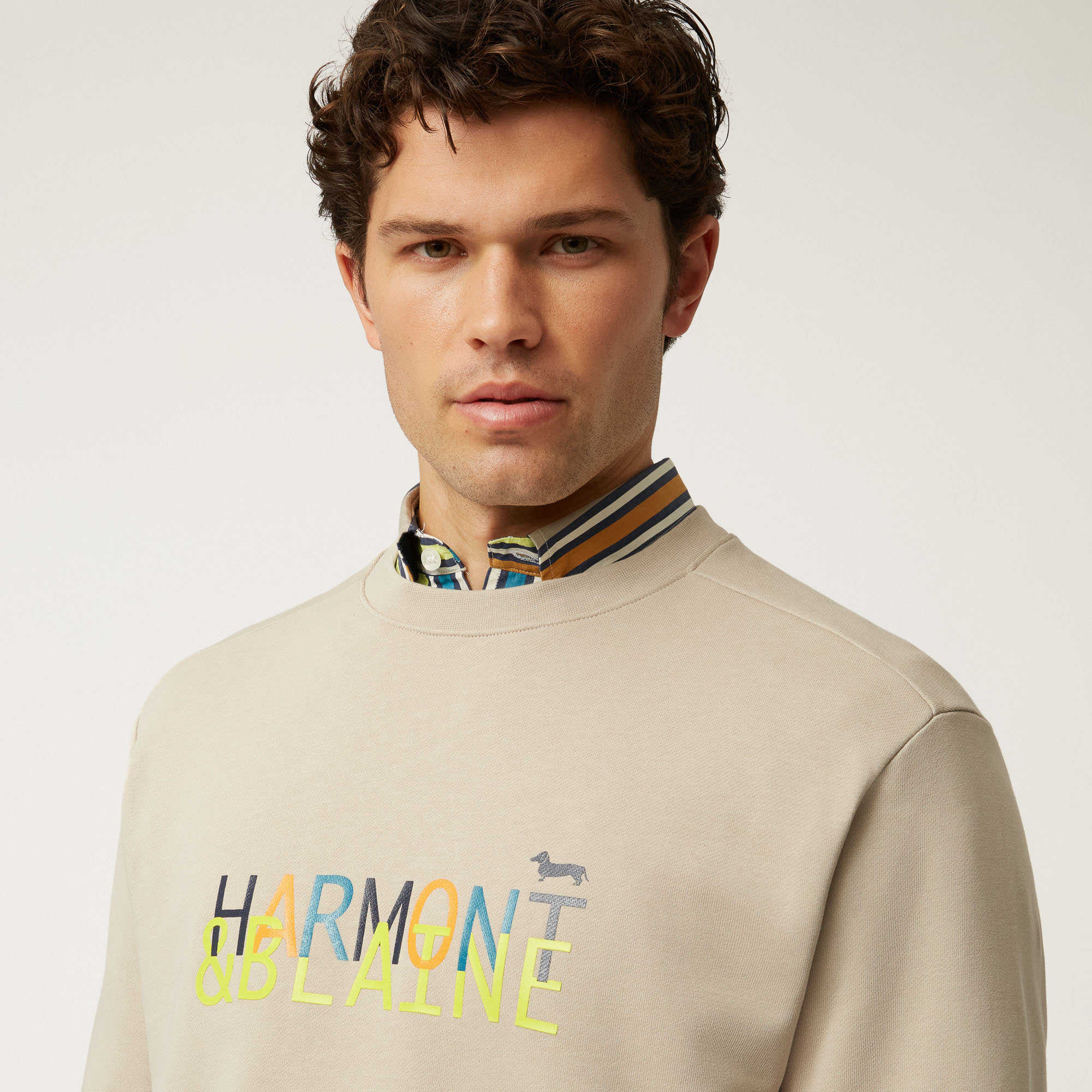 Elevate Dutility Crew-Neck Sweatshirt With Logo Print, Beige, large image number 2