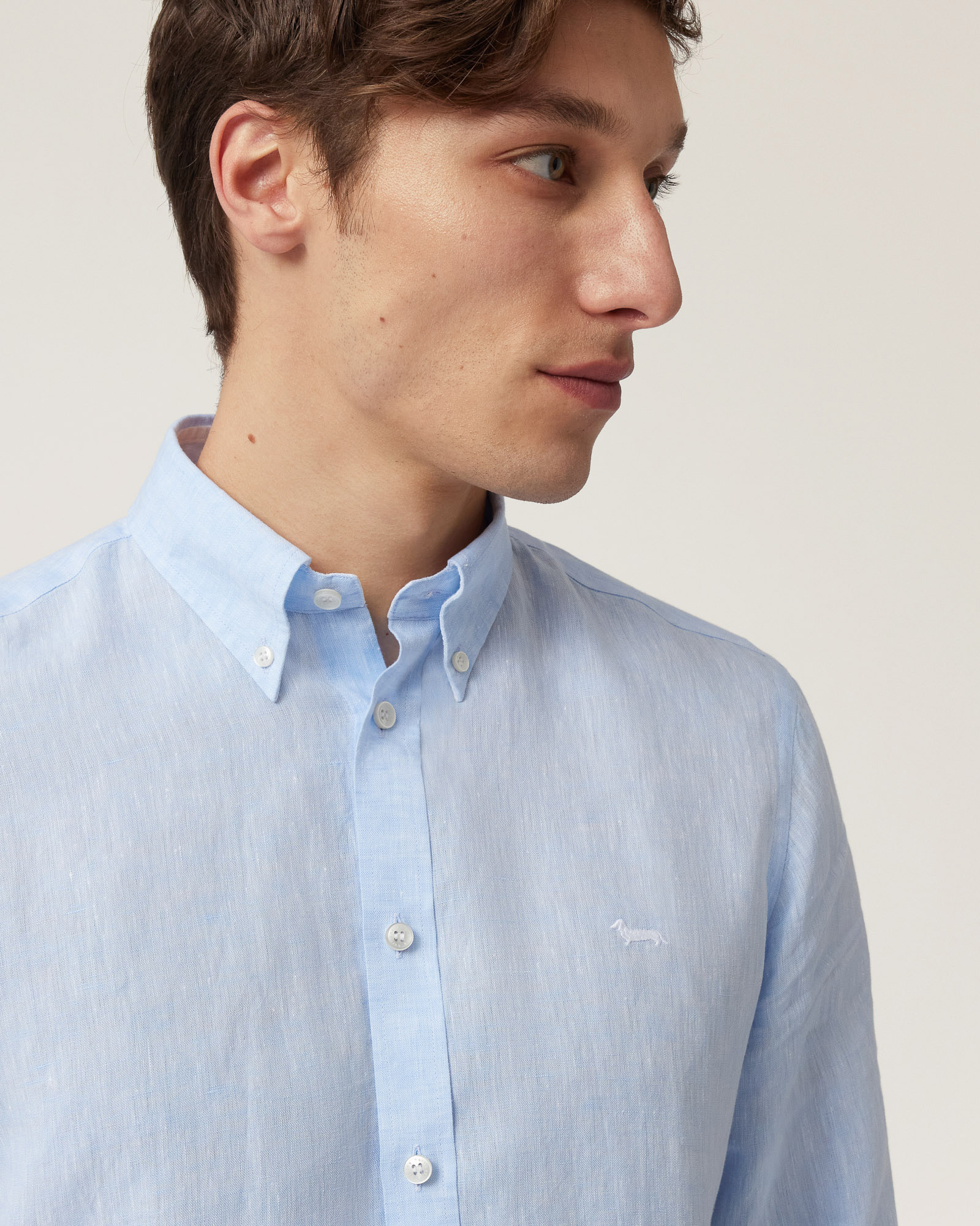 Linen Shirt with Dachshund, Sky Blue, large image number 2
