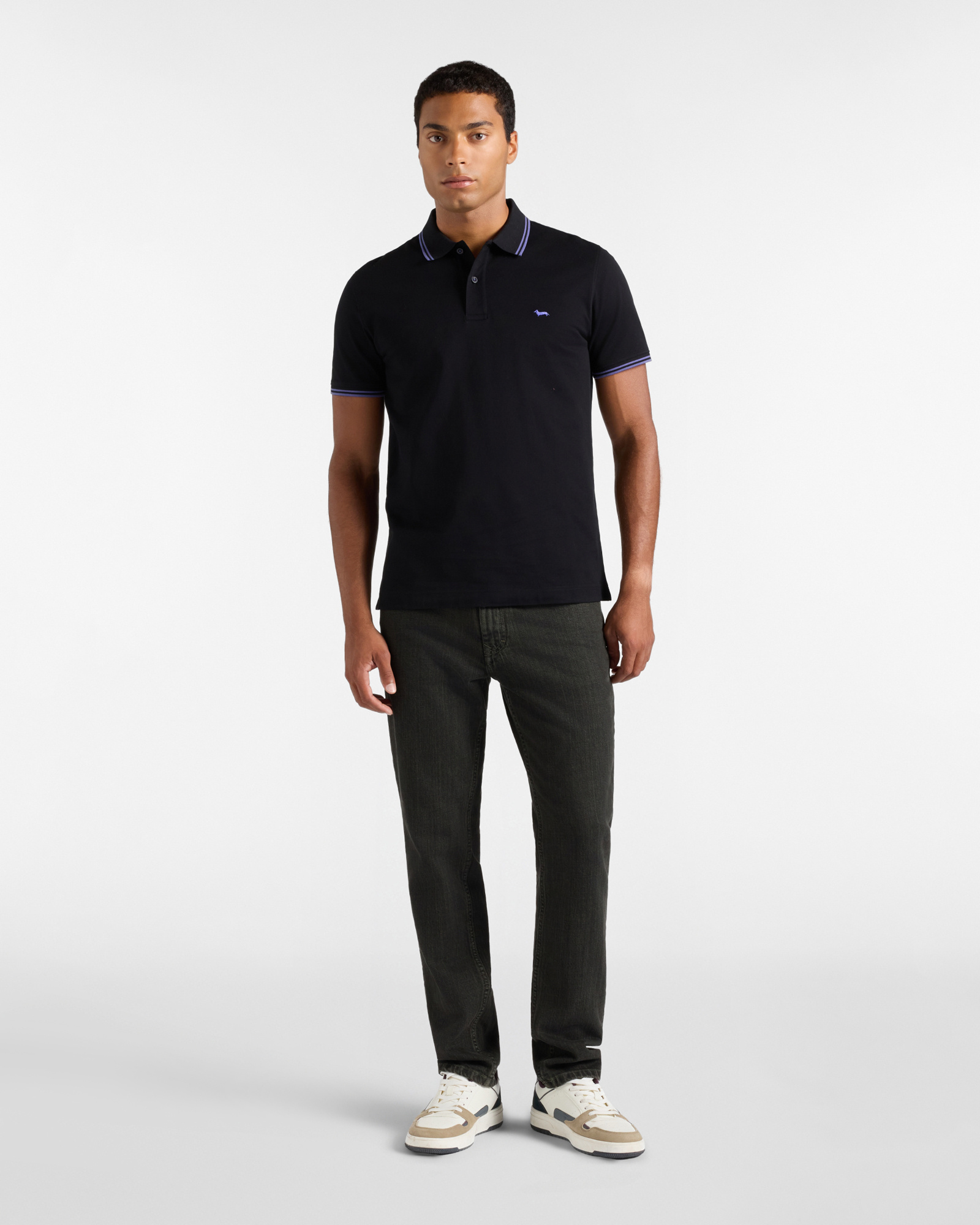 Men's short-sleeve 100% pure cotton piqu&eacute; polo shirt, BLACK, large image number 3