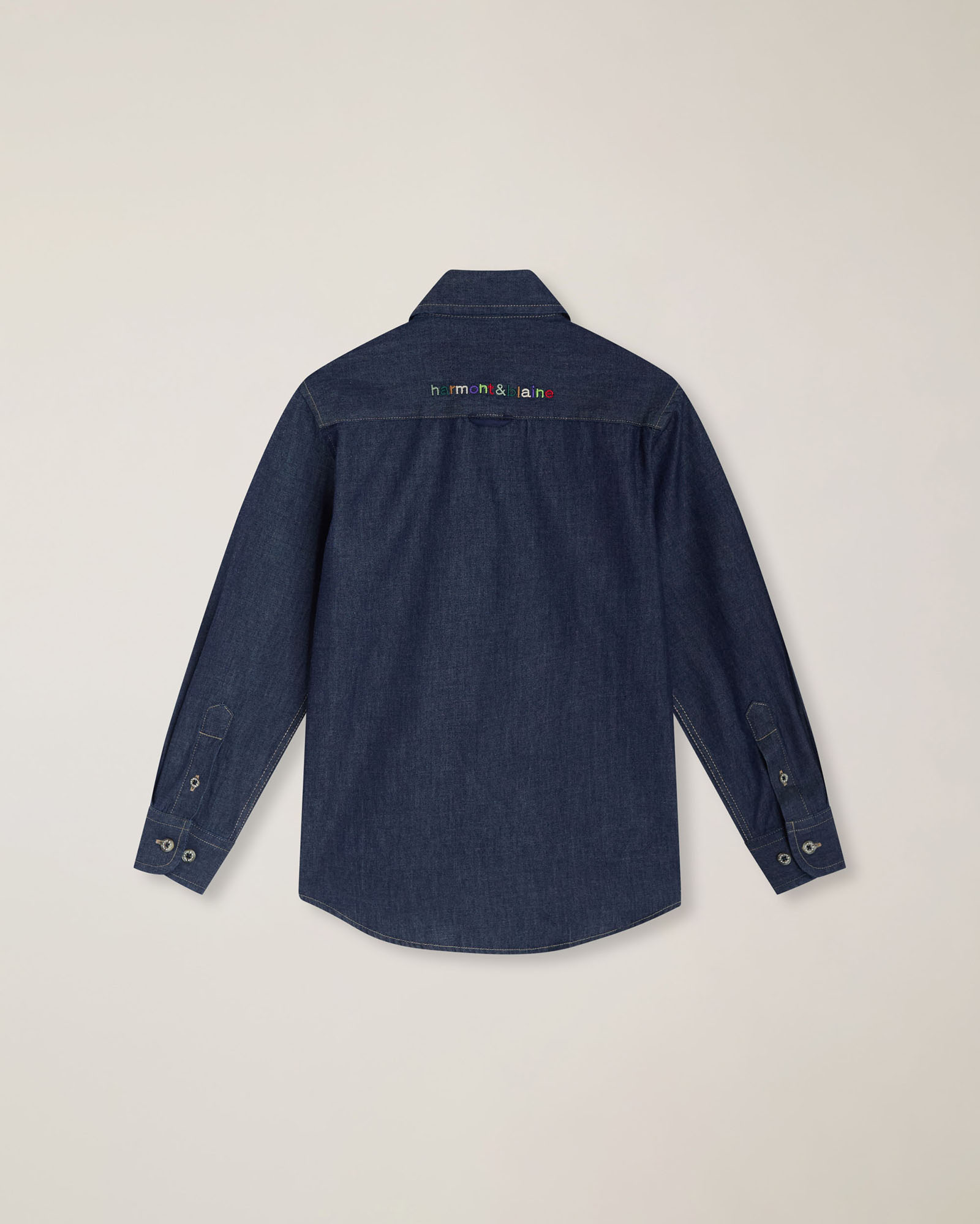 Denim shirt with embroidered dachshund