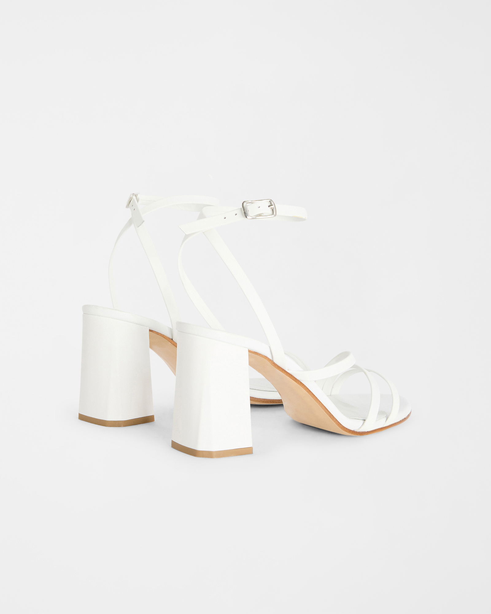 High-heeled leather sandal, White, large image number 2