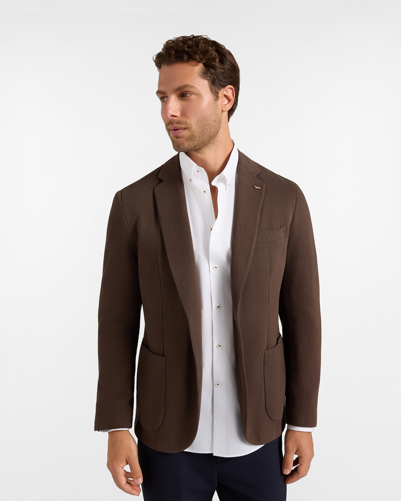 Men&rsquo;s dark brown cotton and cashmere blend jacket