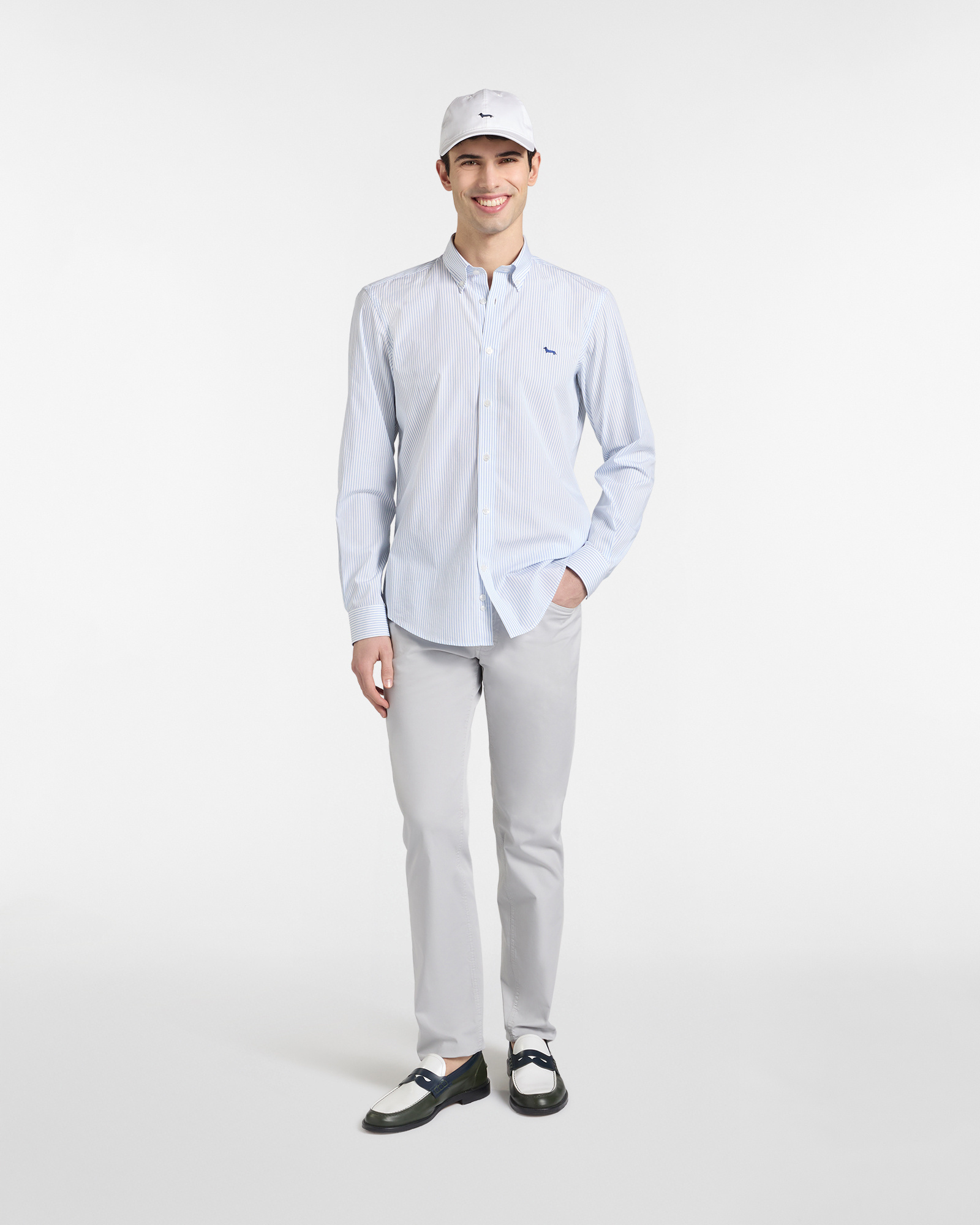 Narrow-fit striped shirt, Celeste, large image number 3