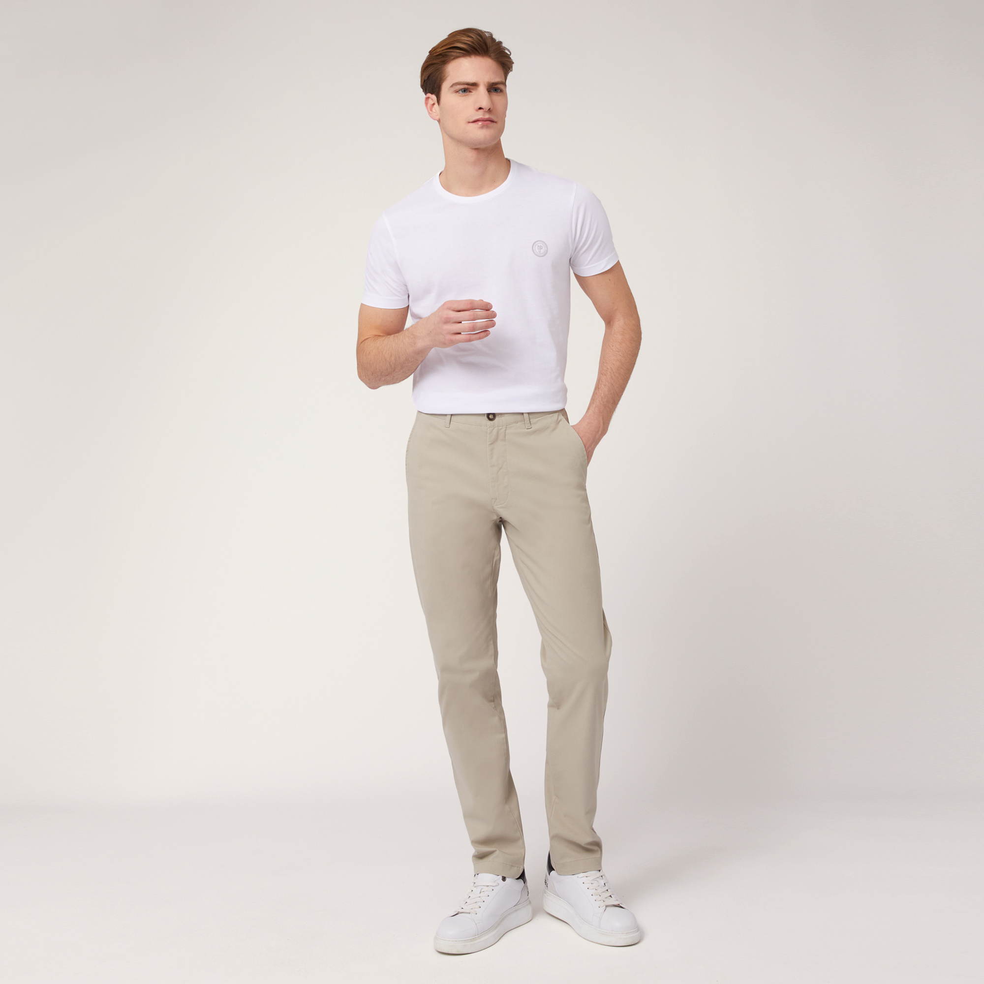 Pantaloni Chino In Twill, Beige, large image number 3