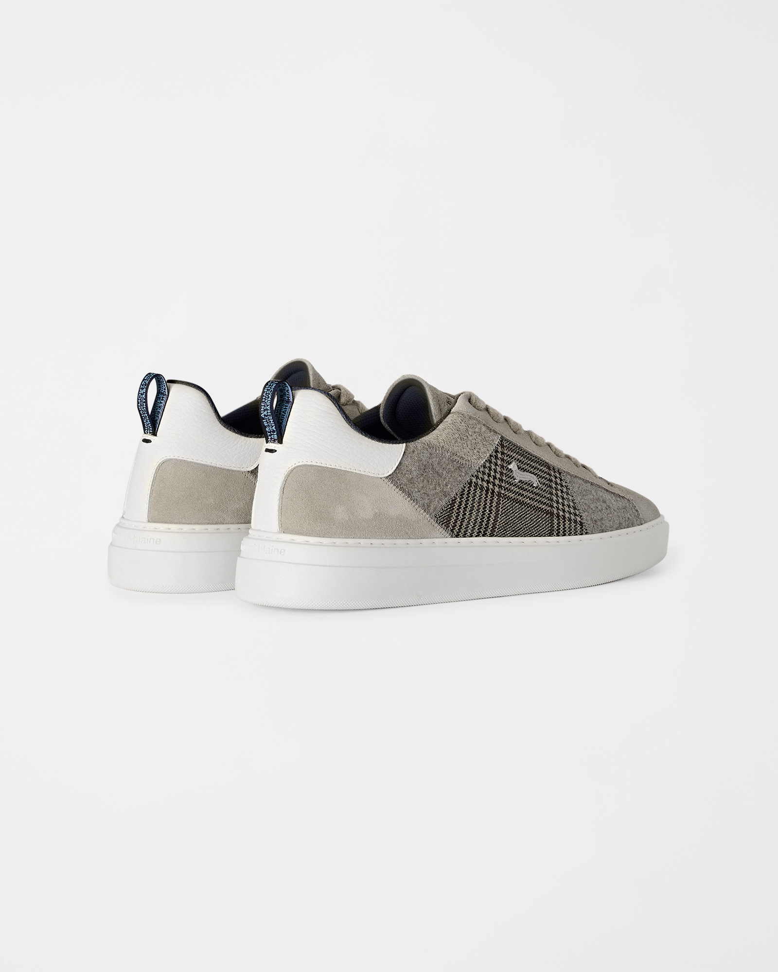 Men's suede and fabric patchwork sneakers, BEIGE - BEIGE, large image number 2