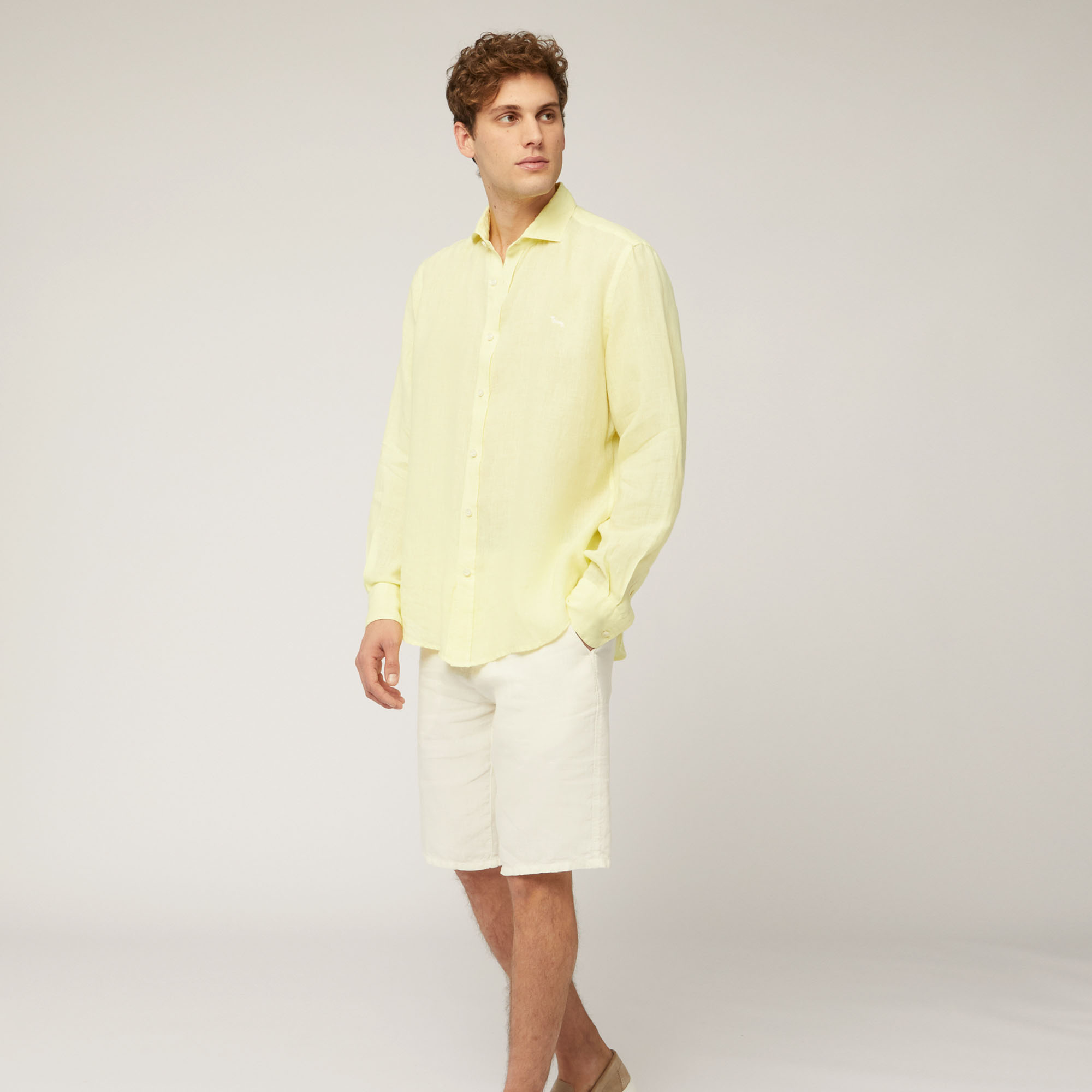 Linen Shirt, Light Yellow, large image number 3