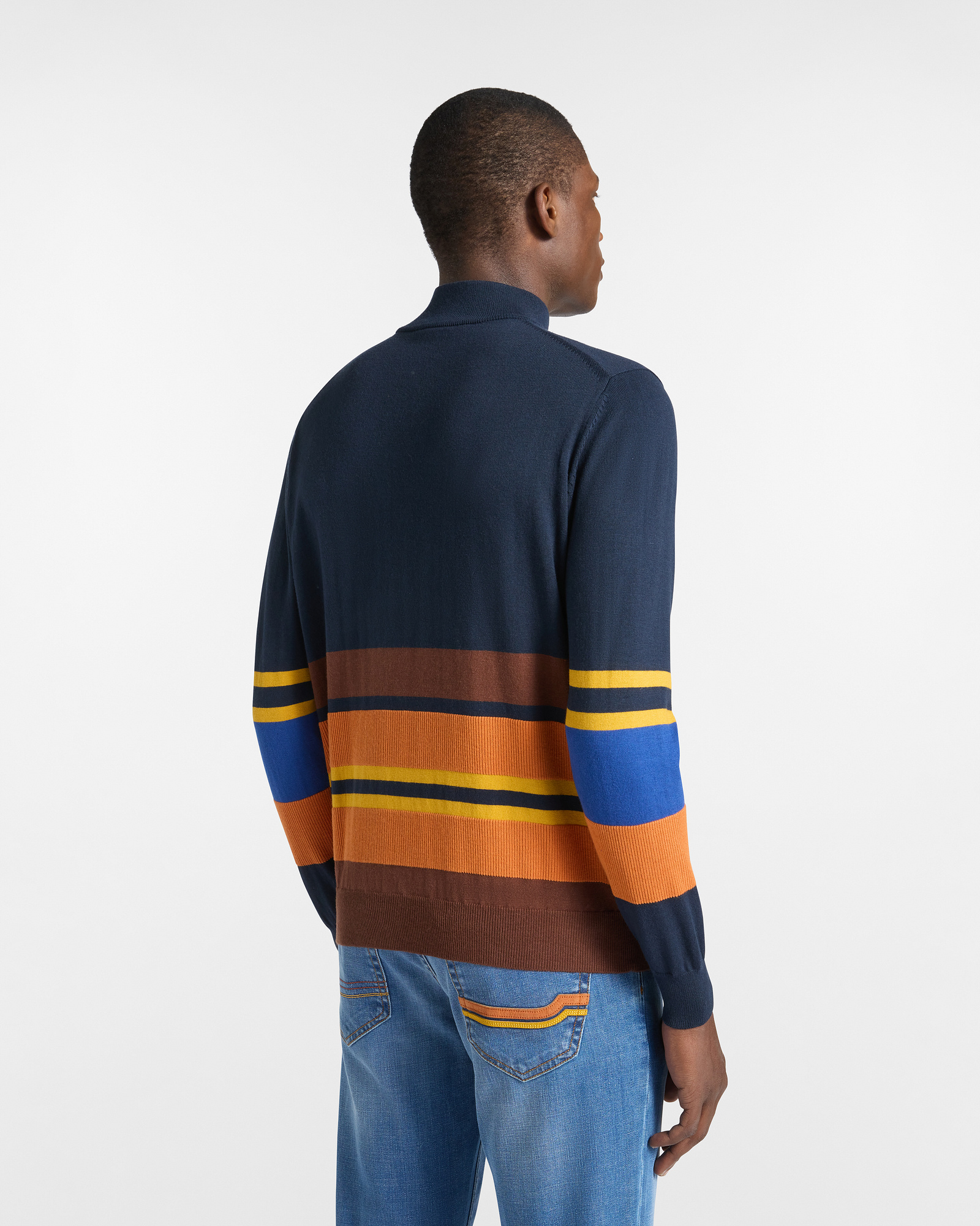 Pullover A Mezza Zip Rigato