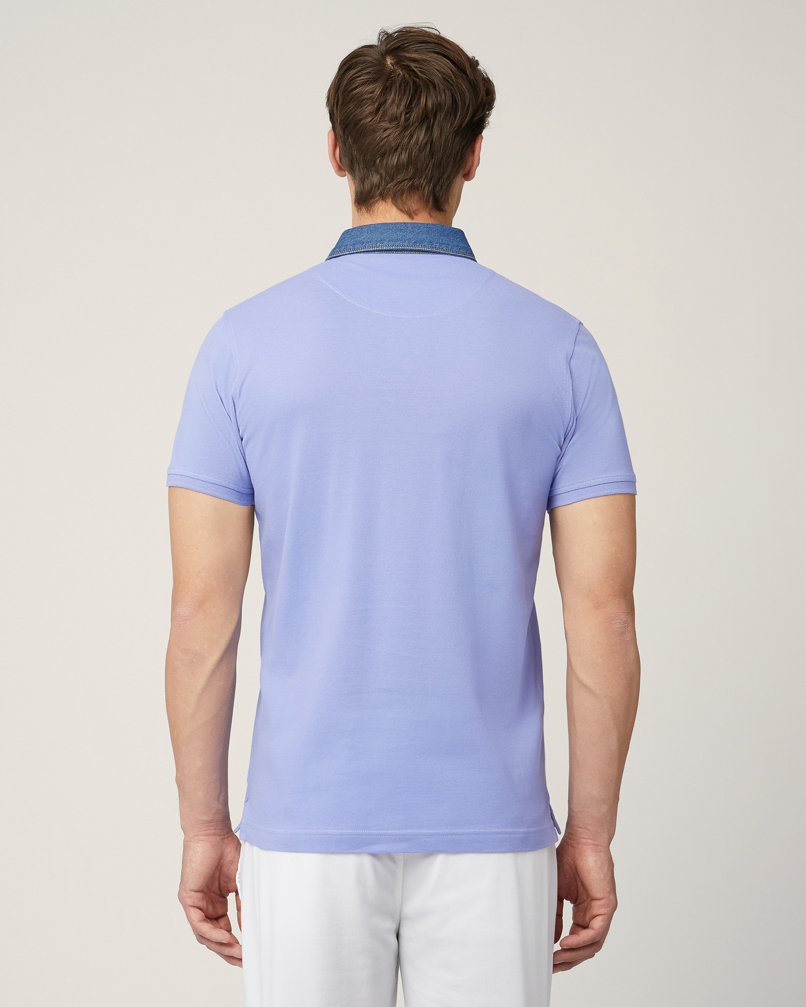 Polo-Shirt with Denim Collar, Hydrangea Purple, large image number 1
