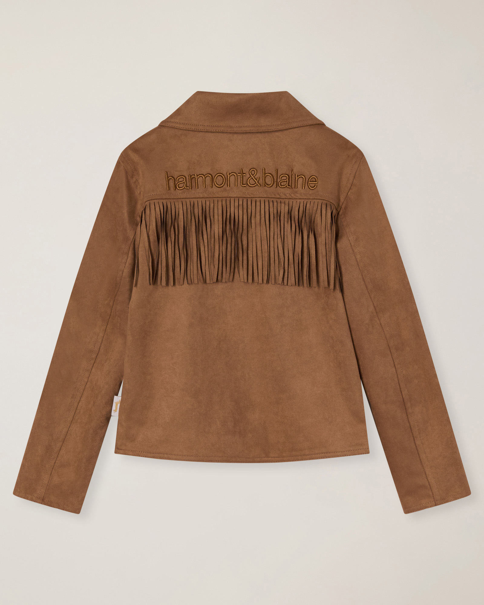 Suede-effect jacket with fringes, Terra cotta, large image number 1