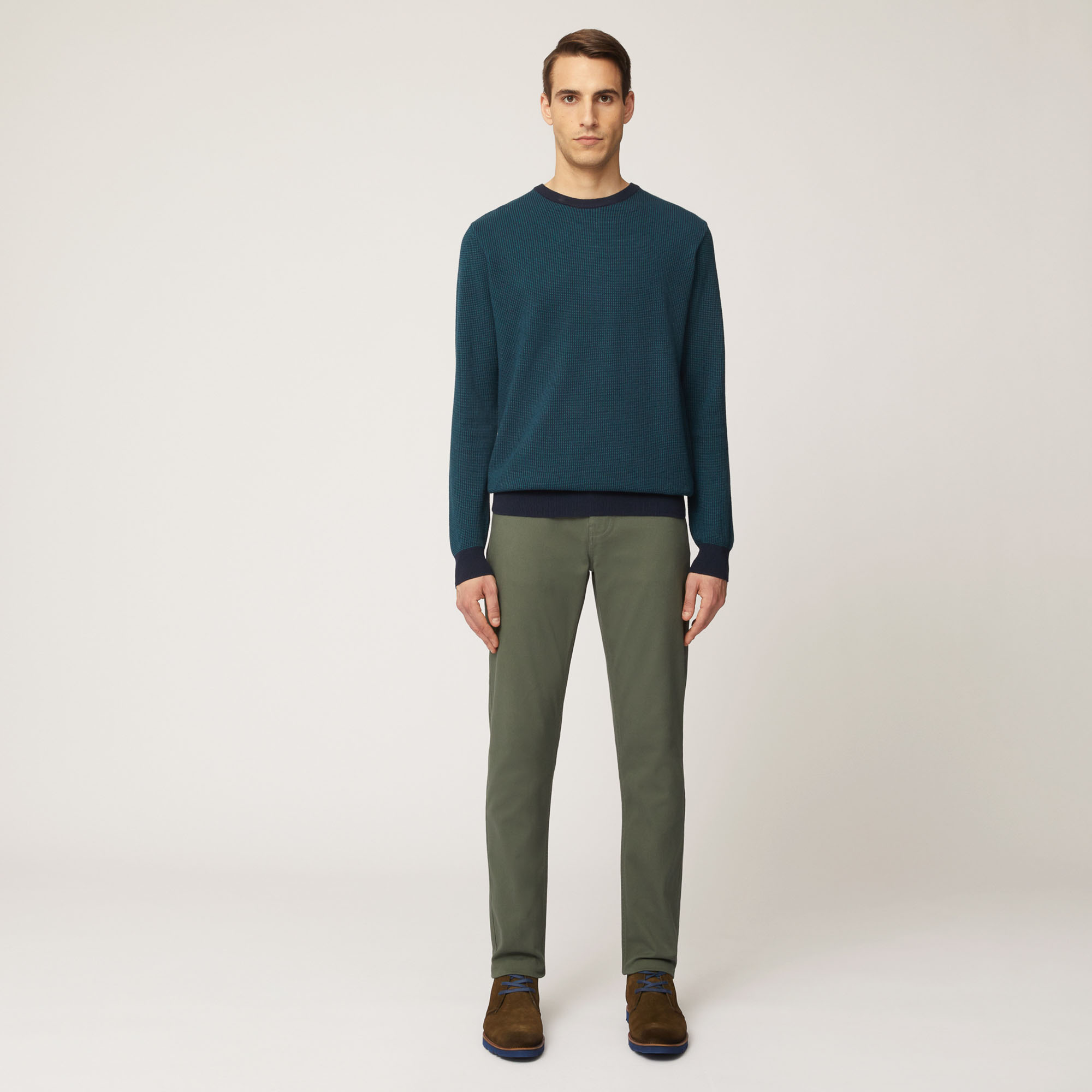 Pantalone Cinque Tasche In Twill Di Cotone, Verde Petrolio, large image number 3