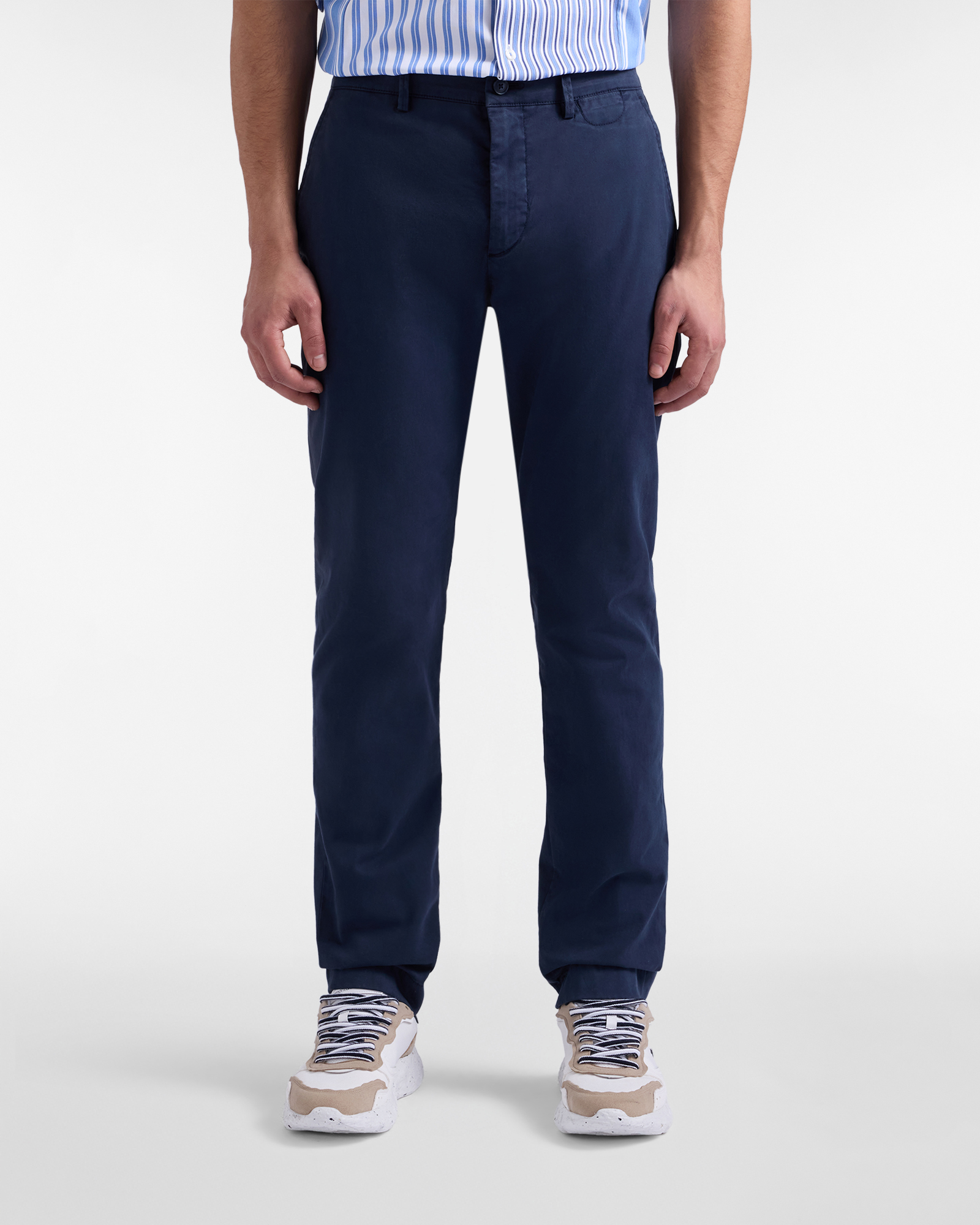 Semi-tailored chino pants, Blue, large