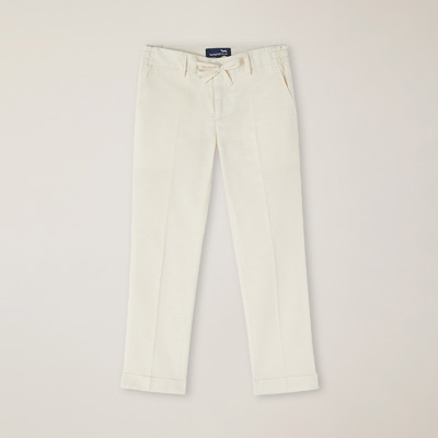 Linen-blend slash pocket pants
