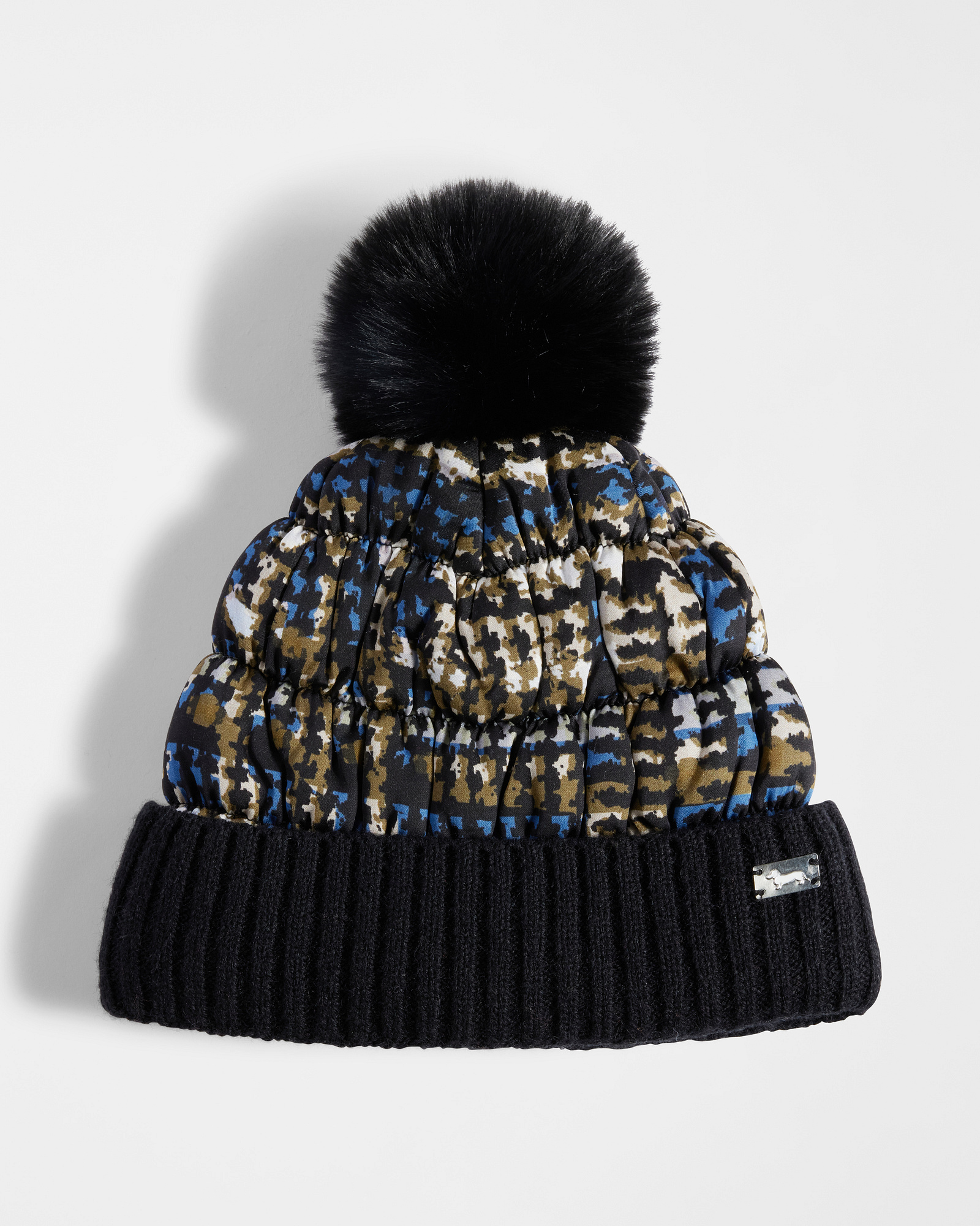 Gorro con Pompón Desmontable y Diseño Abstracto