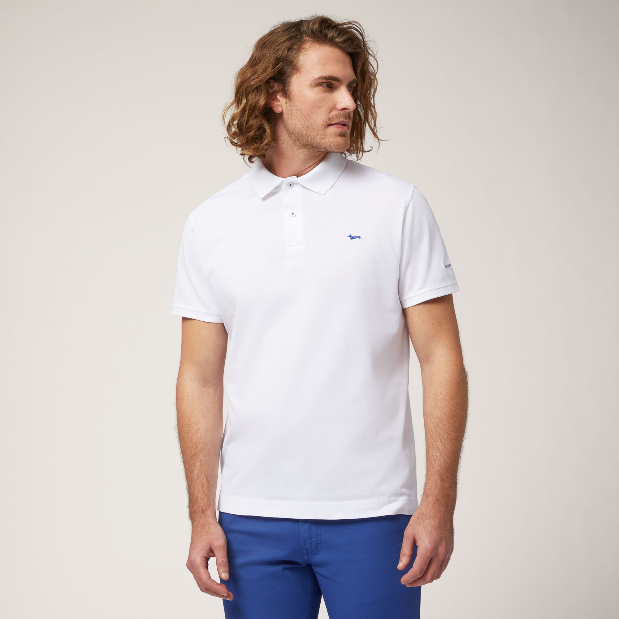 Polo with Lettering and Logo, White, large