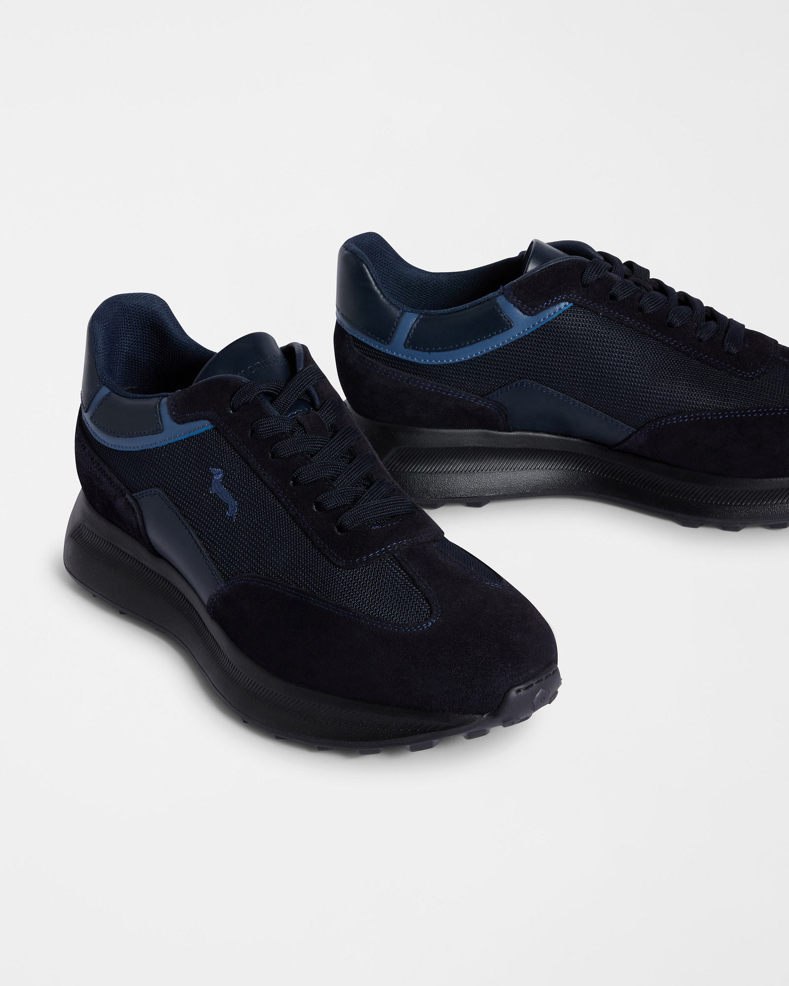 Sneakers in Fabric and Suede, Marine Blue, large image number 3
