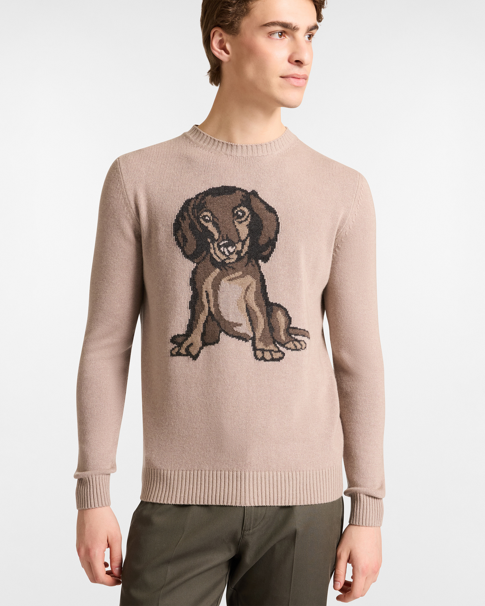 Garment-Dyed Sweater with Dachshund