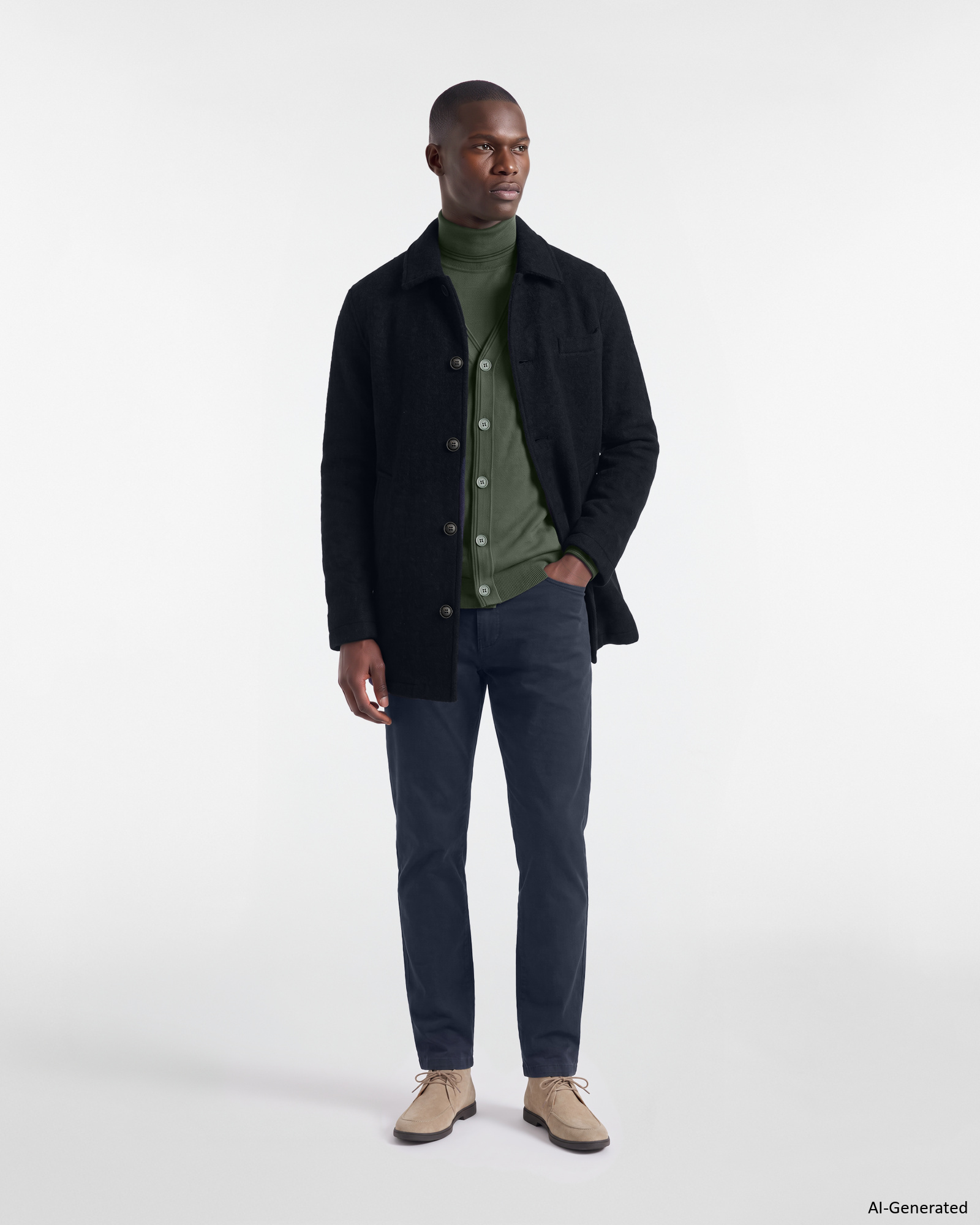 Cappotto HBJ Uomo in Misto Lana e Viscosa, BLU SCURO, large